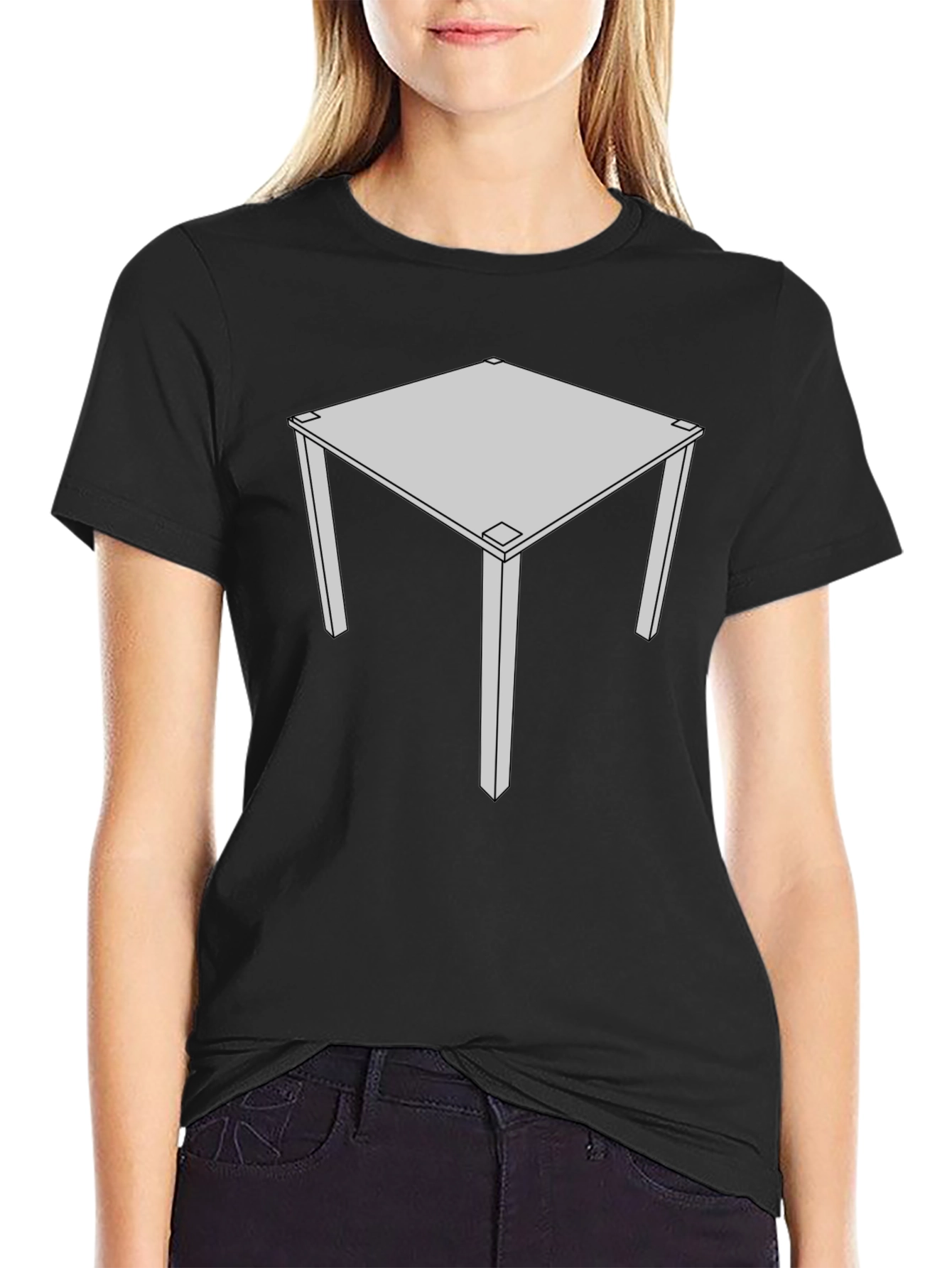Geometric Table Print Black T-Shirt