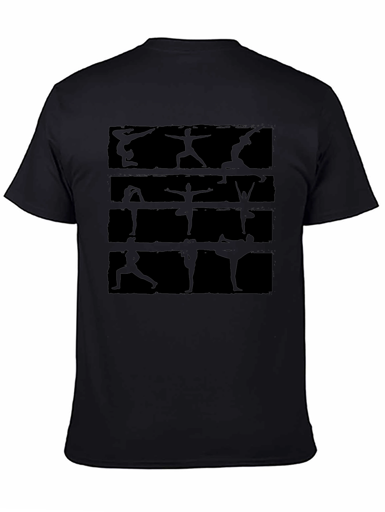 Yoga Pose Graphic Print Black T-Shirt