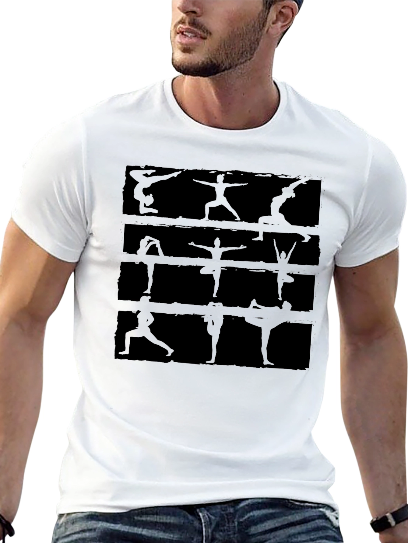 Yoga Pose Graphic Print Black T-Shirt