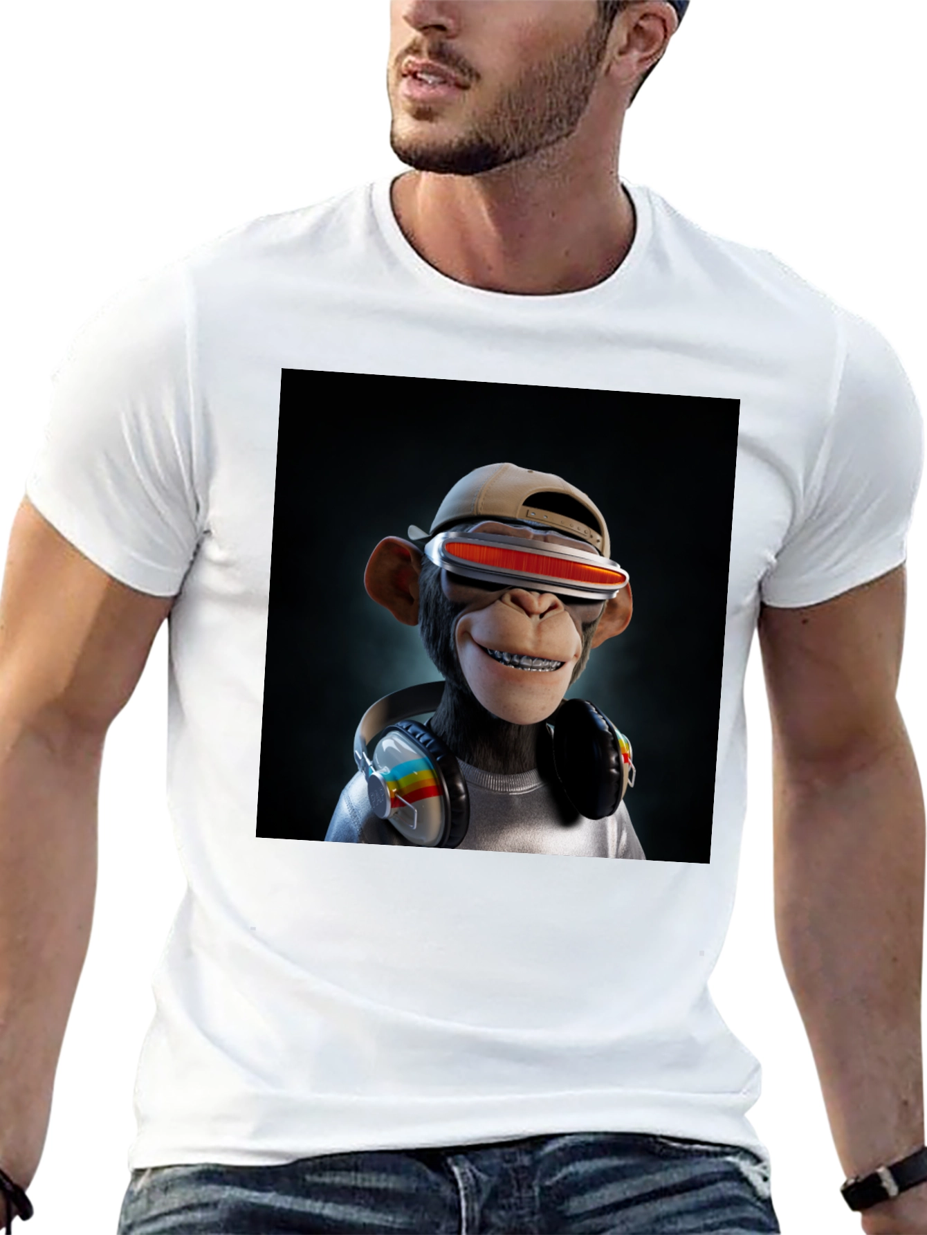 NFT Monkey Graphic Black Tee - Unique Style