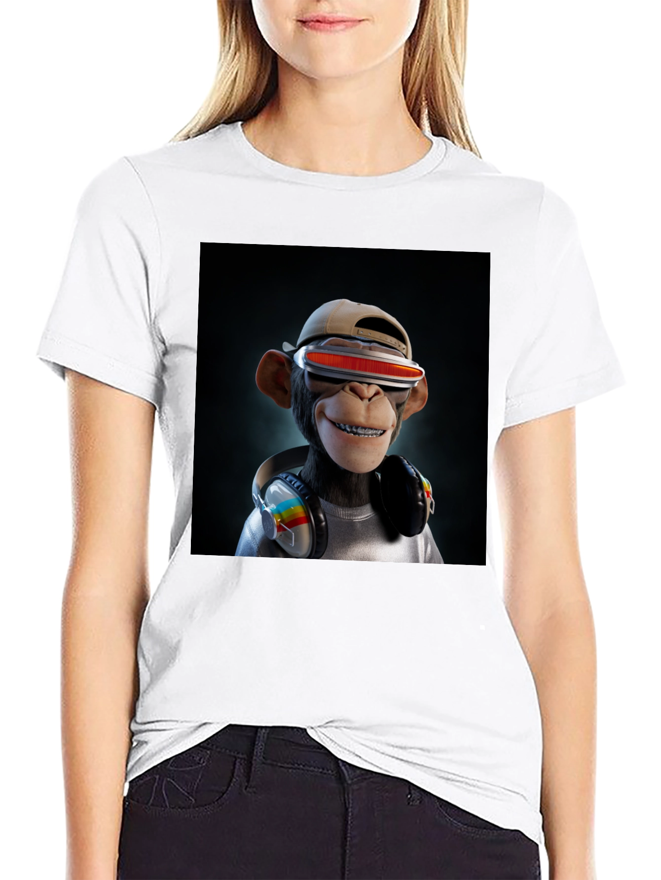 NFT Monkey Graphic Black Tee - Unique Style