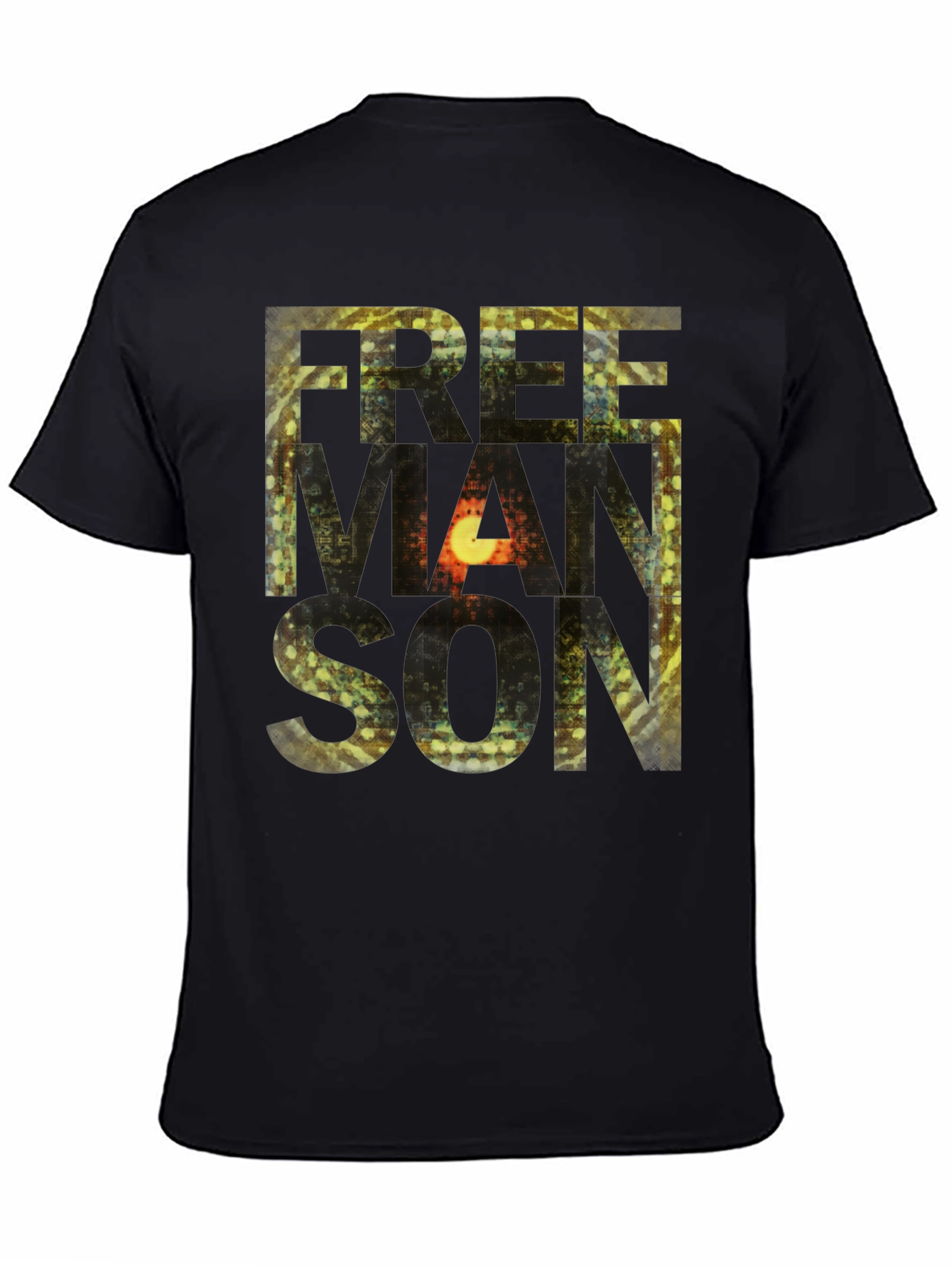 Freemanson Mens Black Graphic T-Shirt