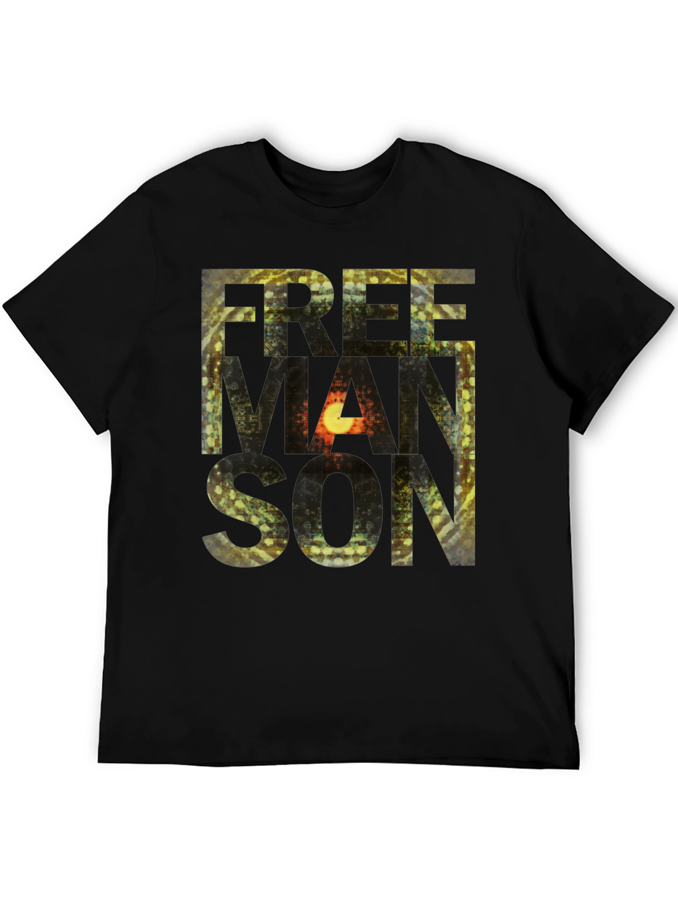 Freemanson Mens Black Graphic T-Shirt