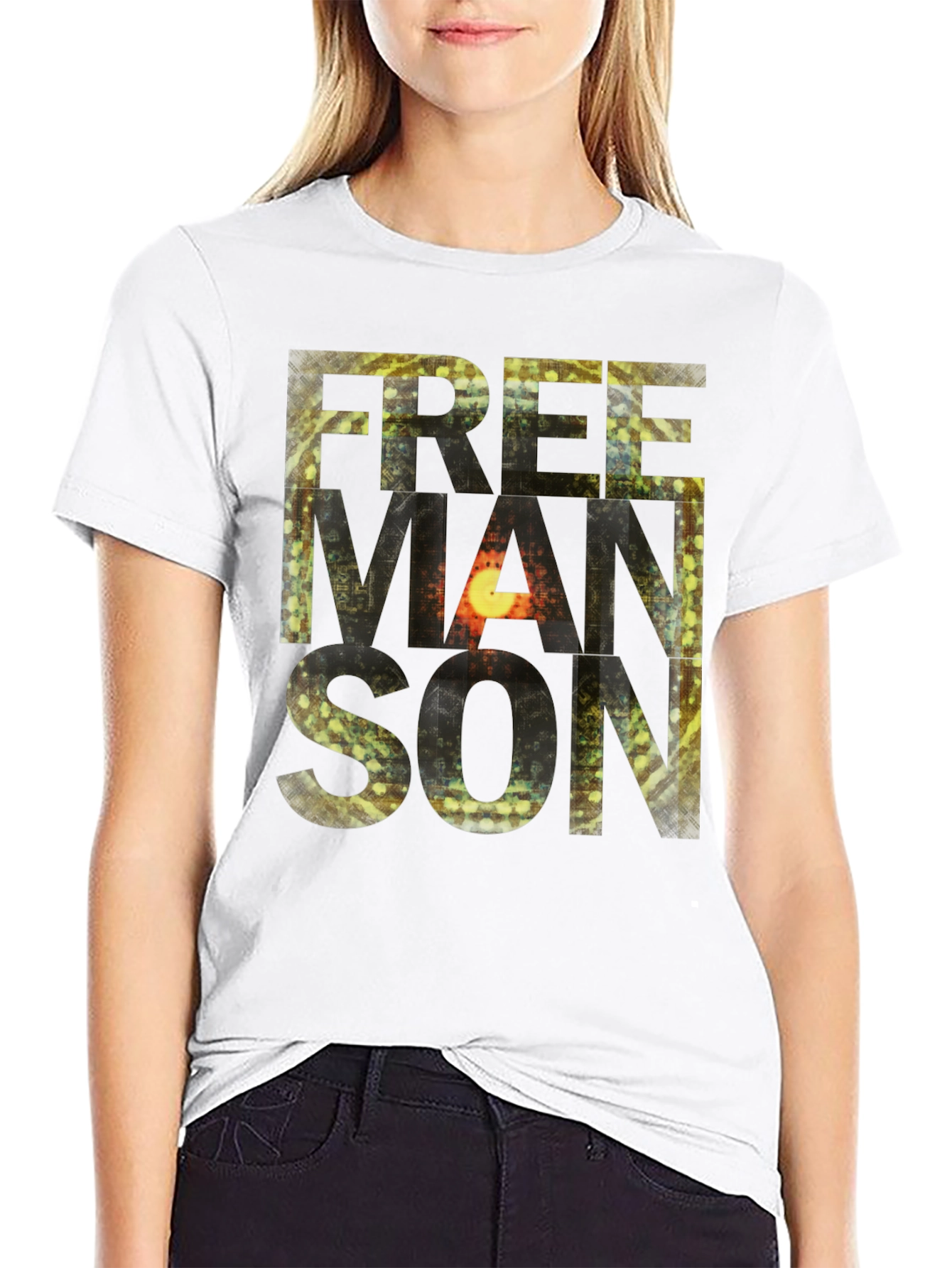 Freemanson Mens Black Graphic T-Shirt