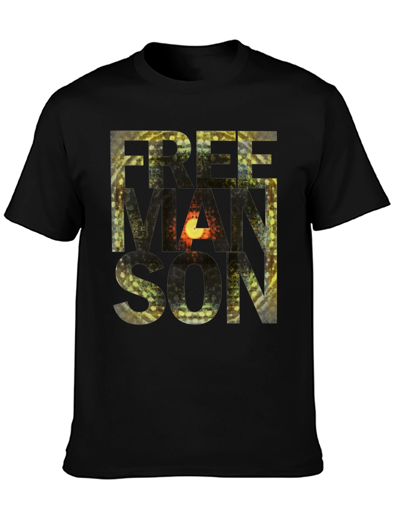 Freemanson Mens Black Graphic T-Shirt