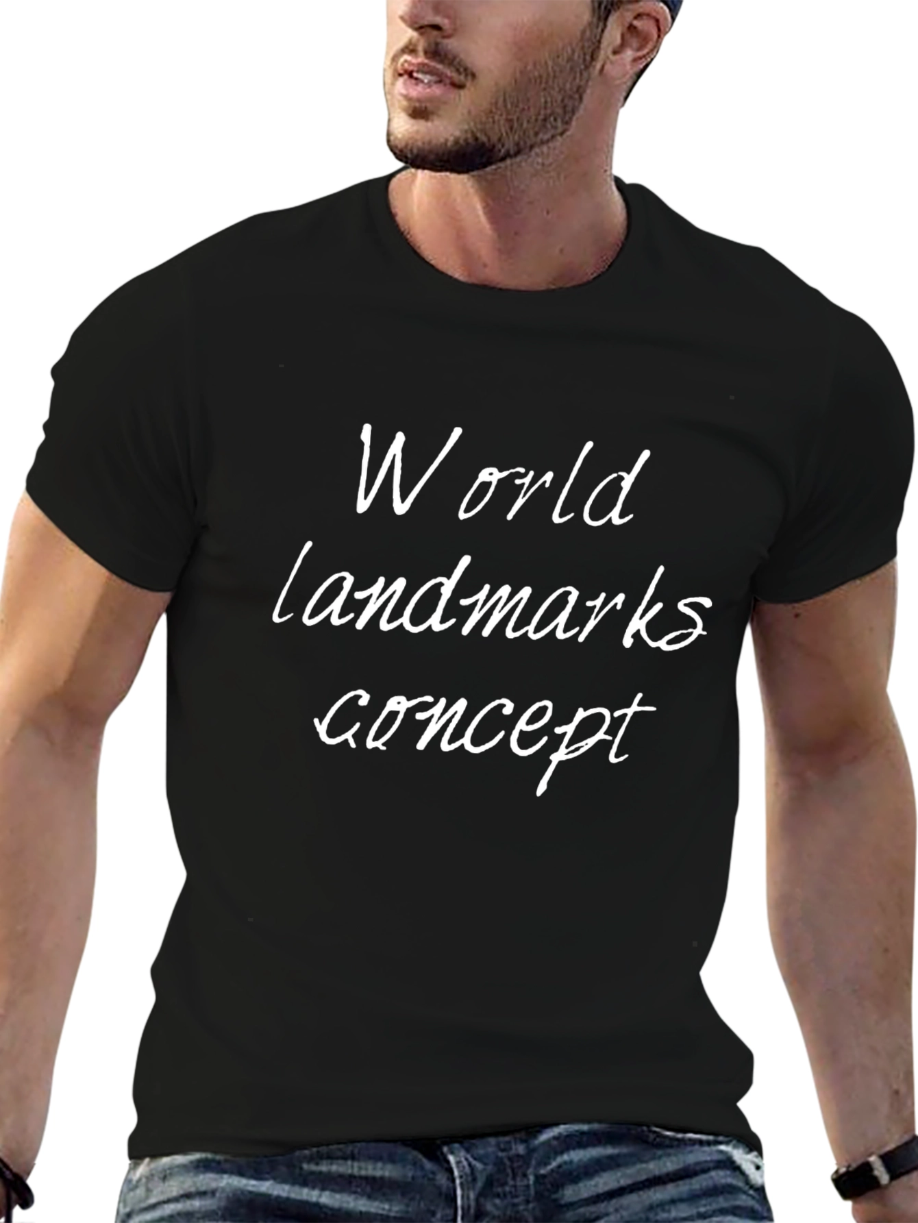 World Landmarks Concept Black T-Shirt