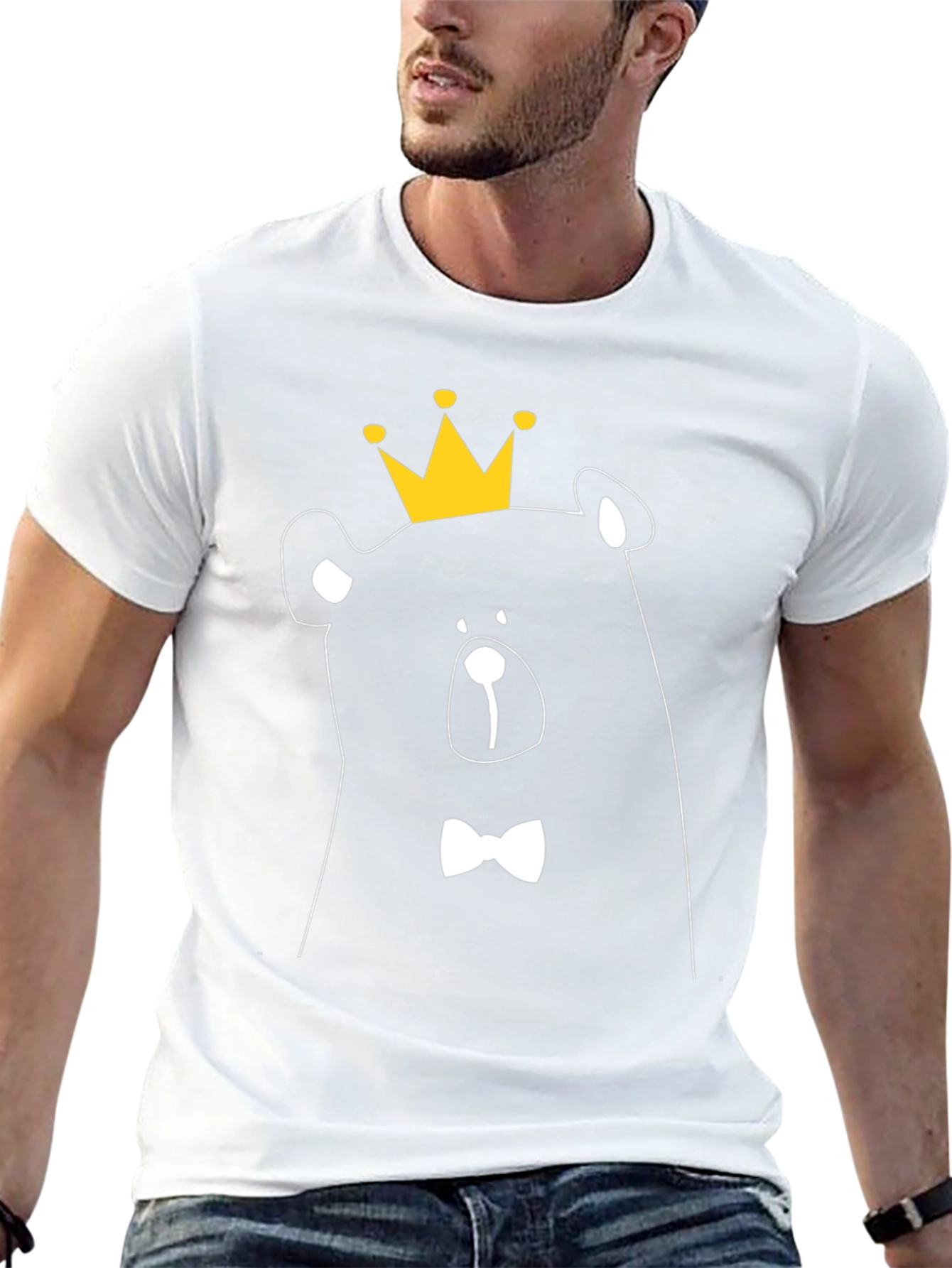 Bear King Graphic Tee - Black Cotton T-Shirt