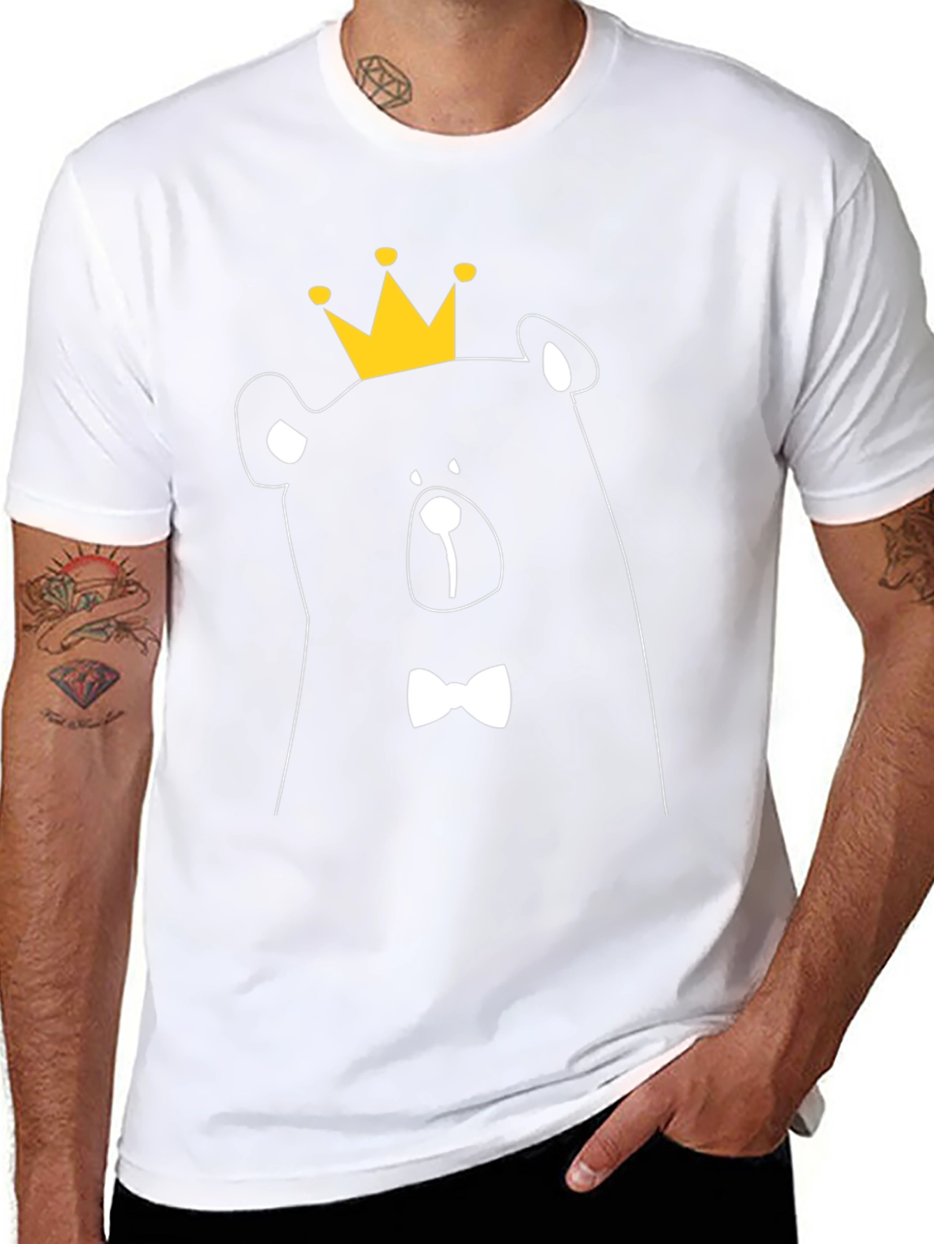 Bear King Graphic Tee - Black Cotton T-Shirt
