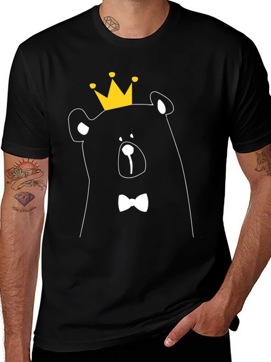 Bear King Graphic Tee - Black Cotton T-Shirt