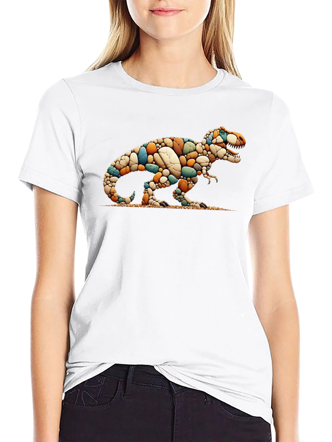 Dino Pebble Art T-Shirt - Unique Design