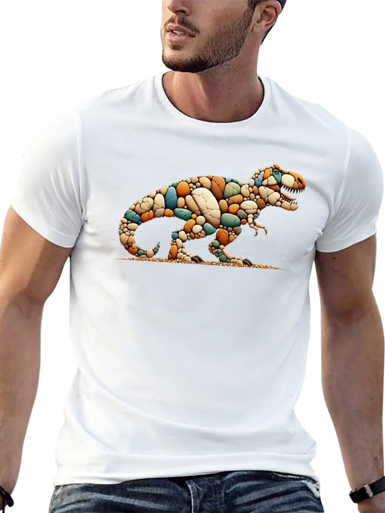 Dino Pebble Art T-Shirt - Unique Design