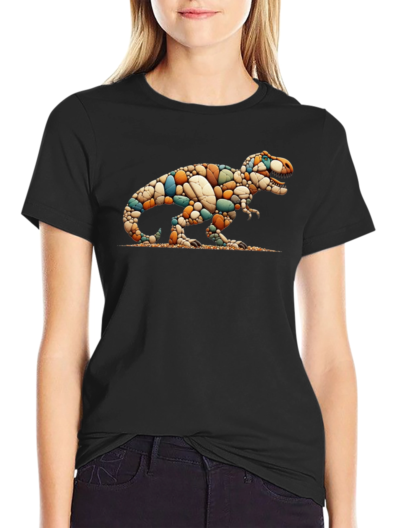 Dino Pebble Art T-Shirt - Unique Design