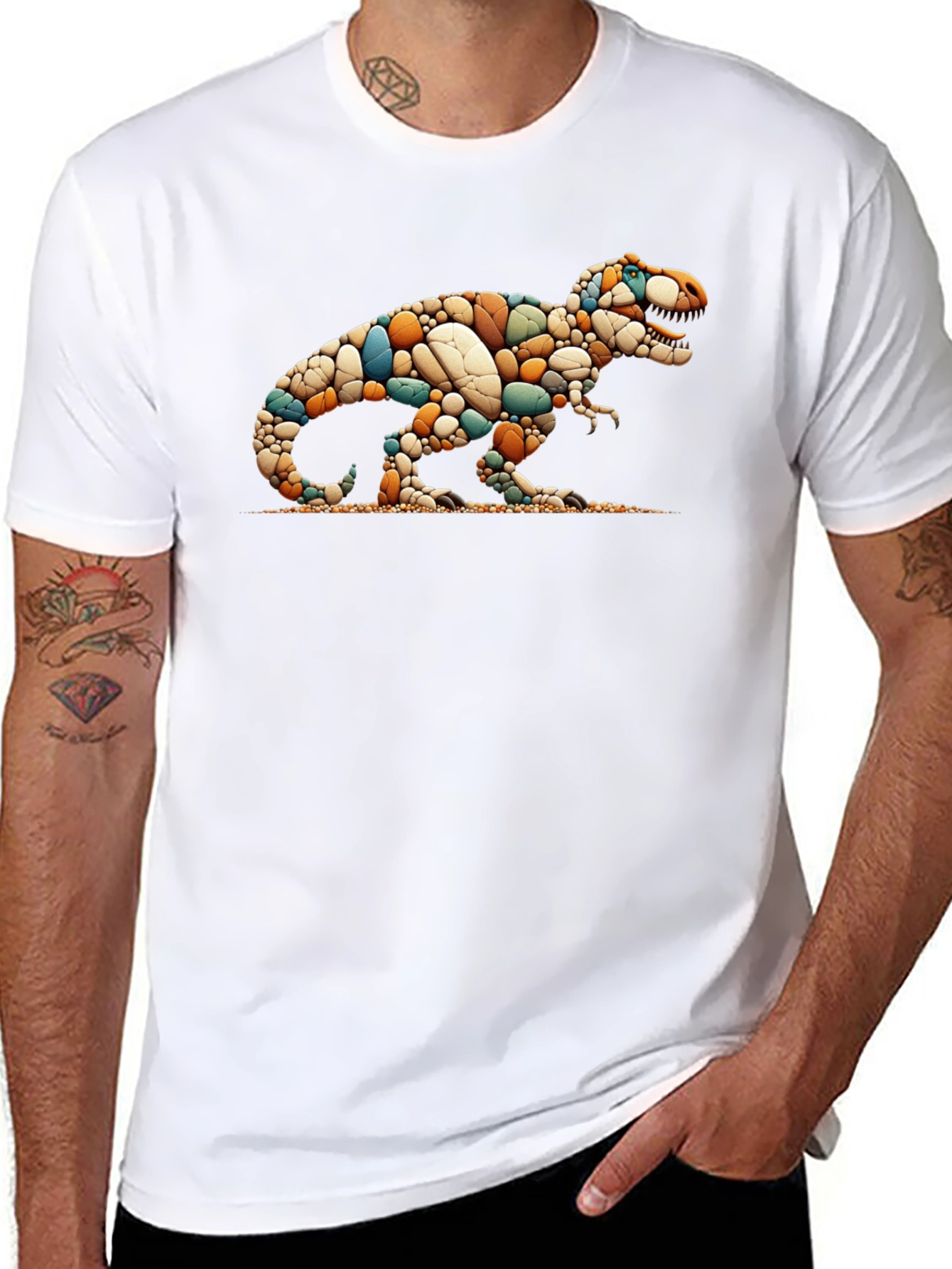Dino Pebble Art T-Shirt - Unique Design