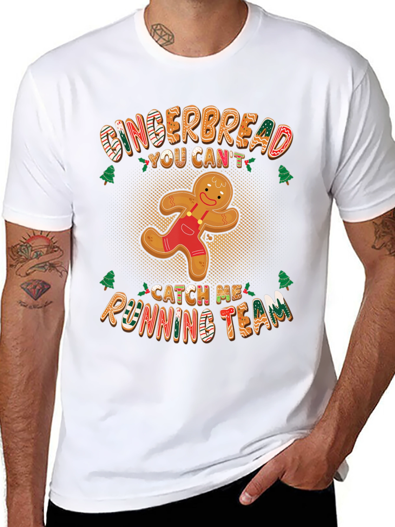 Gingerbread Running Team T-Shirt Funny Christmas Tee