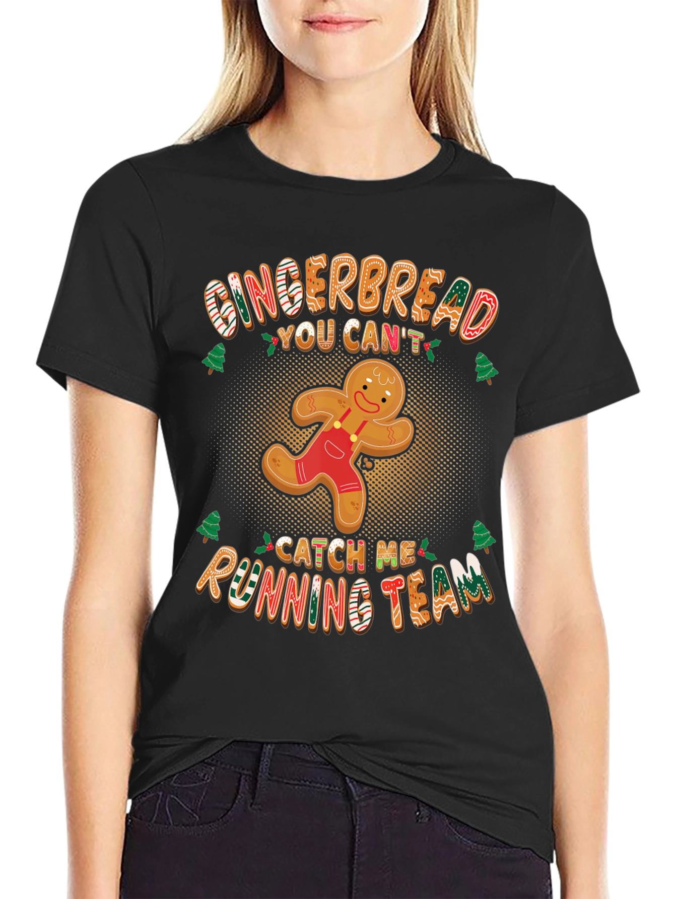 Gingerbread Running Team T-Shirt Funny Christmas Tee