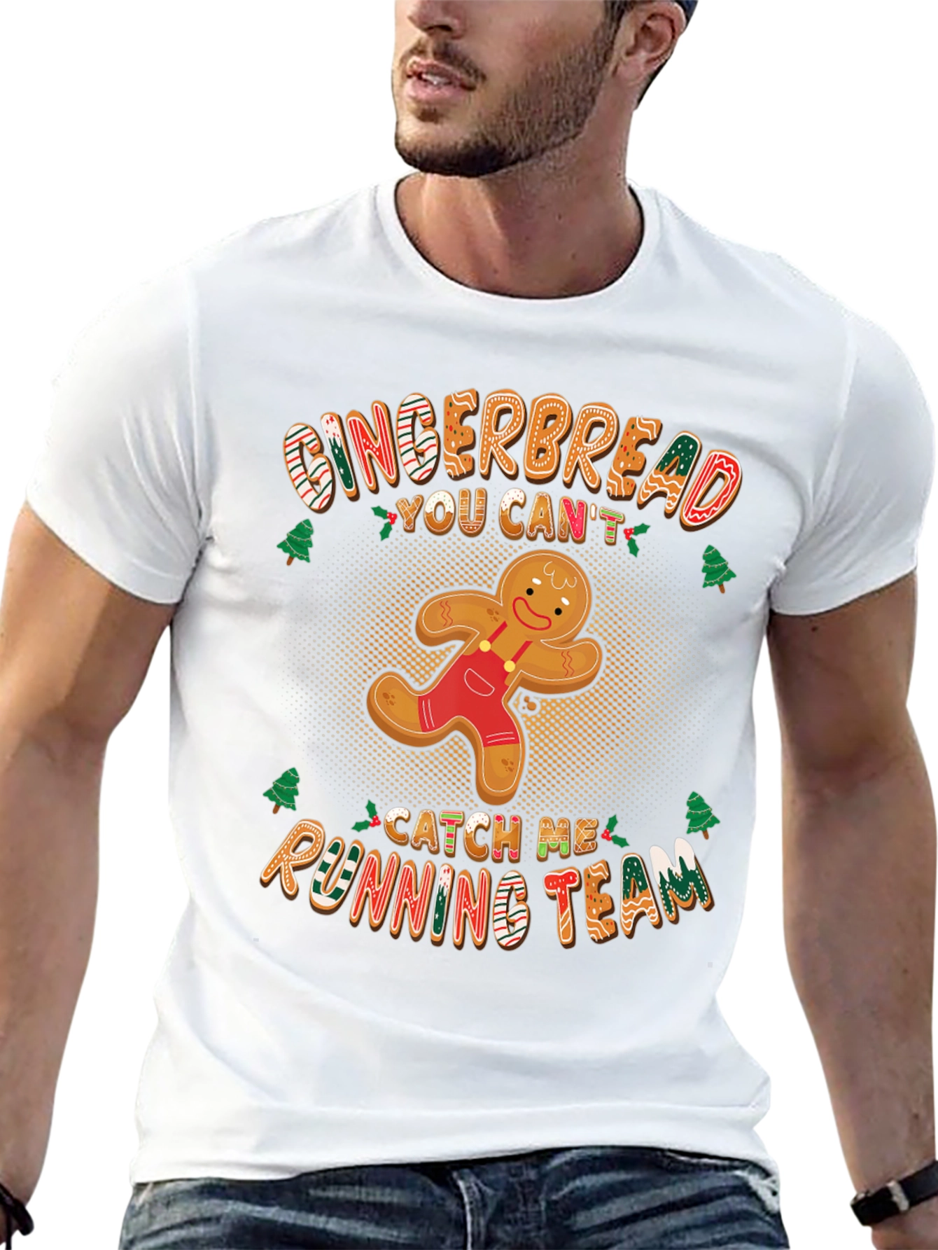 Gingerbread Running Team T-Shirt Funny Christmas Tee