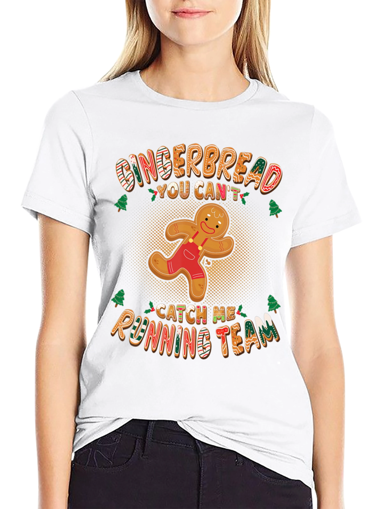 Gingerbread Running Team T-Shirt Funny Christmas Tee