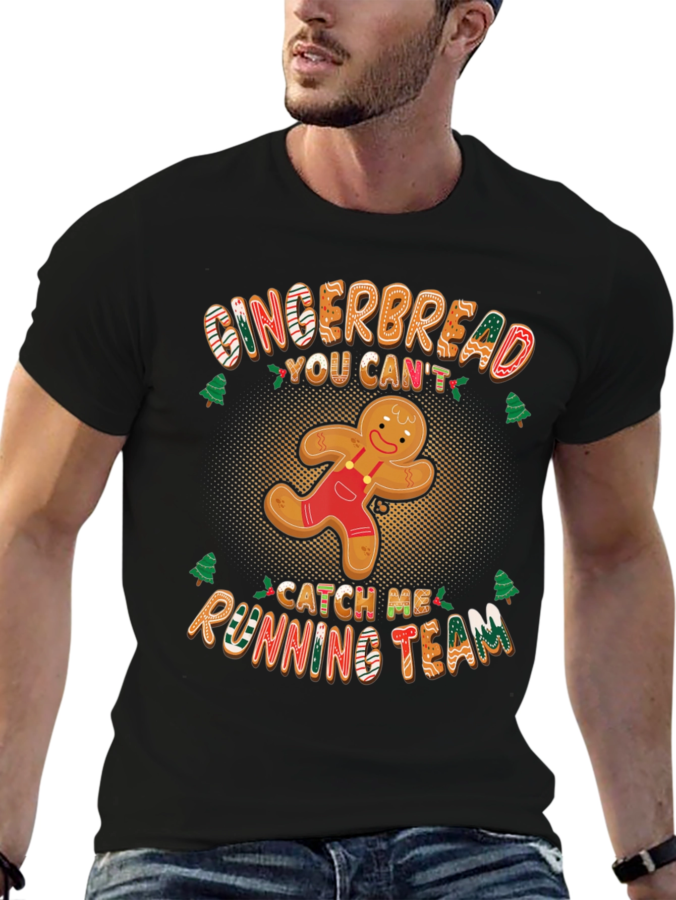 Gingerbread Running Team T-Shirt Funny Christmas Tee
