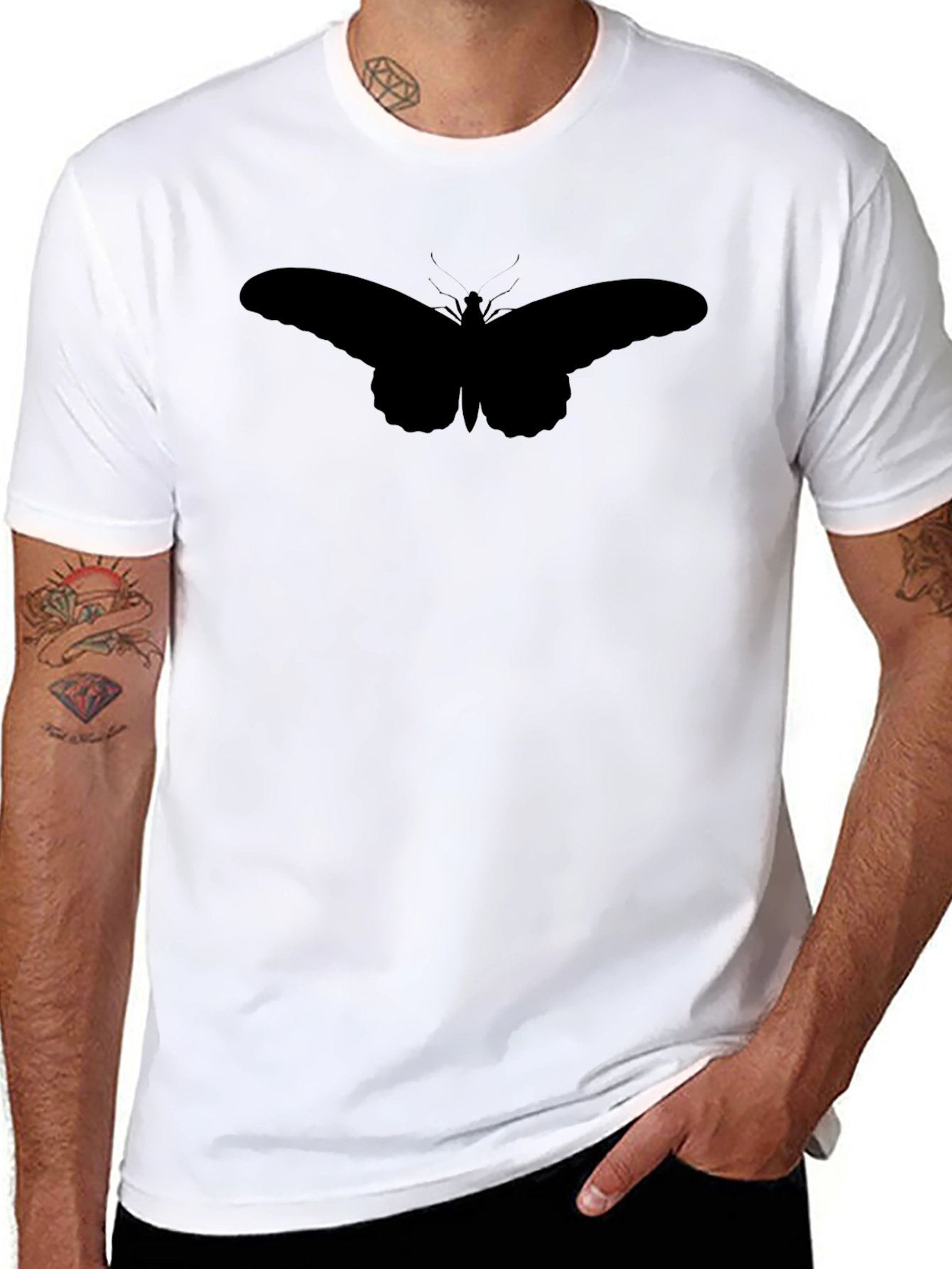 Butterfly Silhouette Black T-Shirt