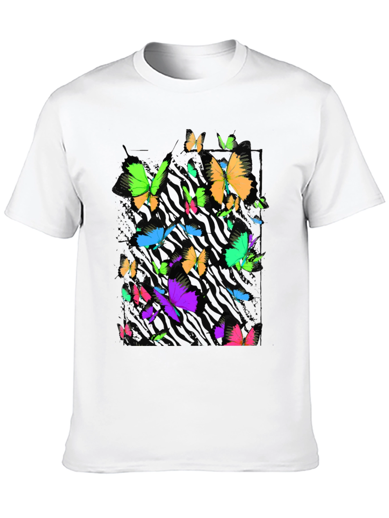 Vibrant Butterfly Graphic Black T-Shirt