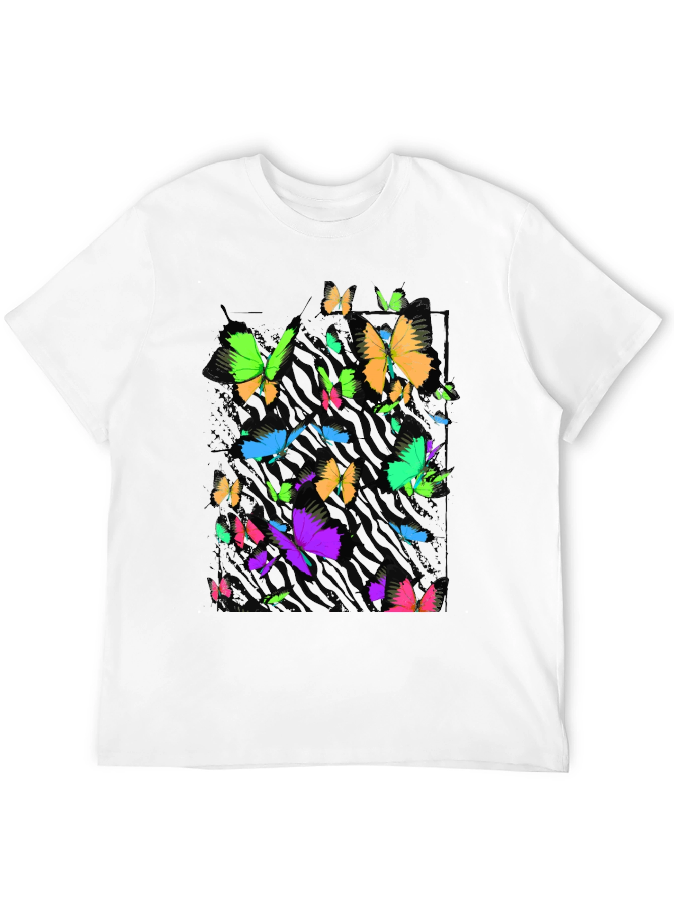 Vibrant Butterfly Graphic Black T-Shirt