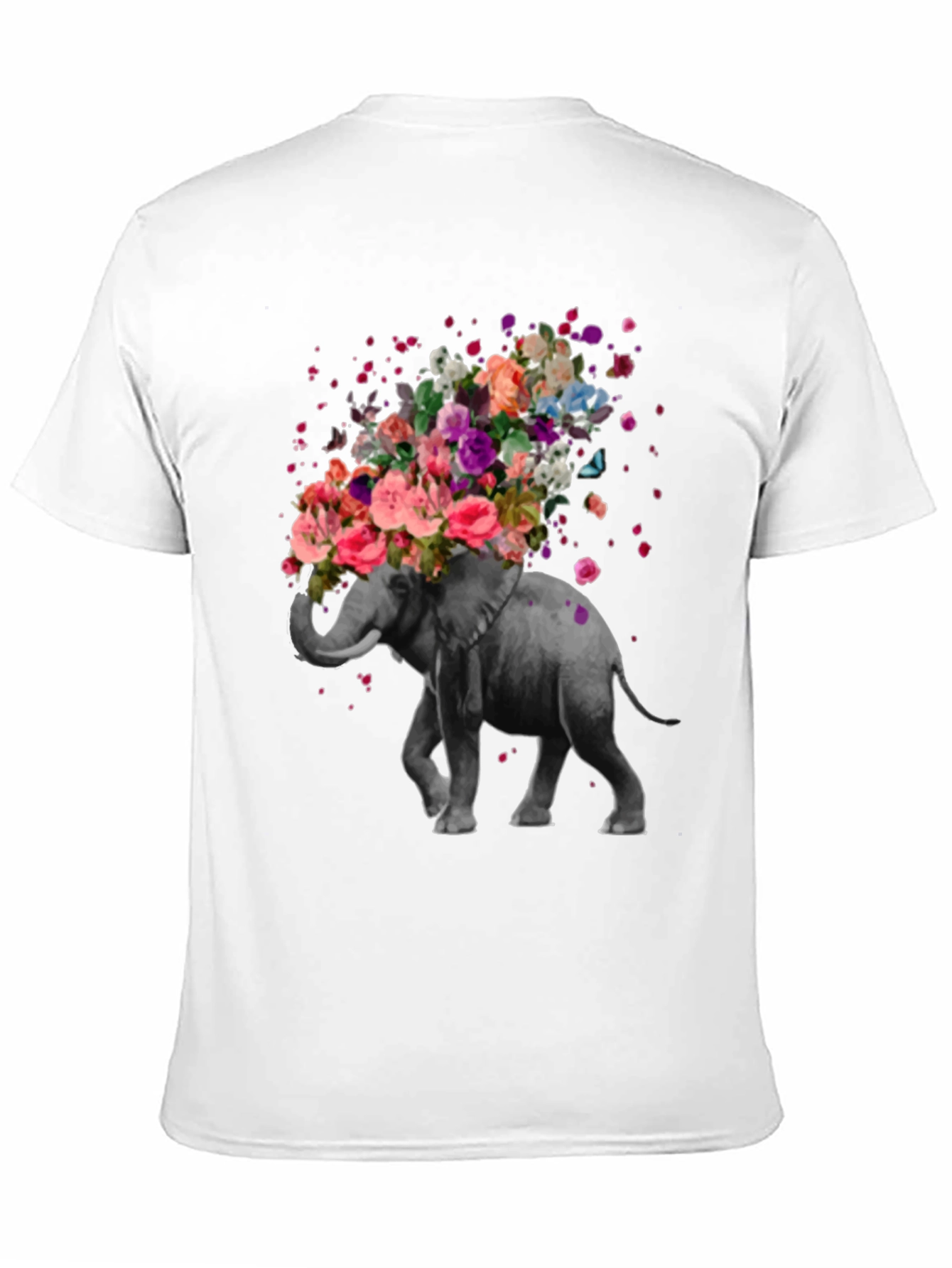 Floral Elephant Graphic Tee - Artistic Mens T-Shirt