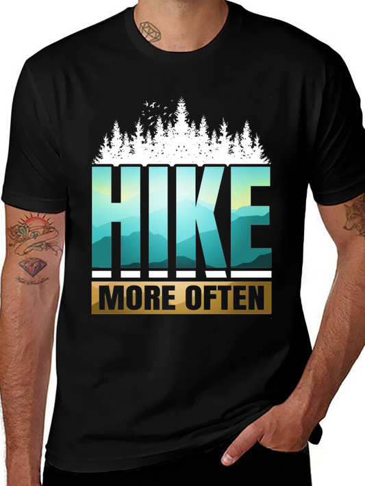 Hike More Often Black Graphic Tee - Nature Adventure Shirt