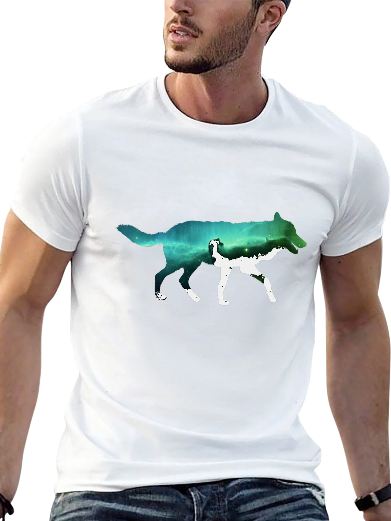 Wolf Galaxy Graphic T-Shirt - Black