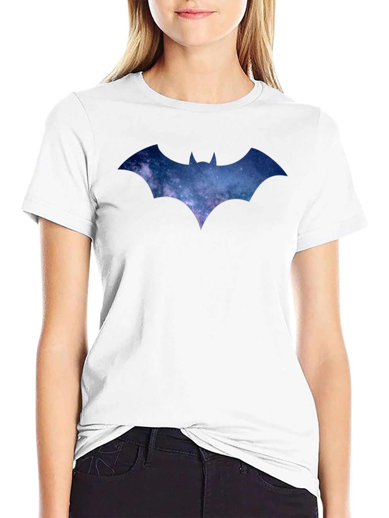 Galaxy Batman Logo Black T-Shirt