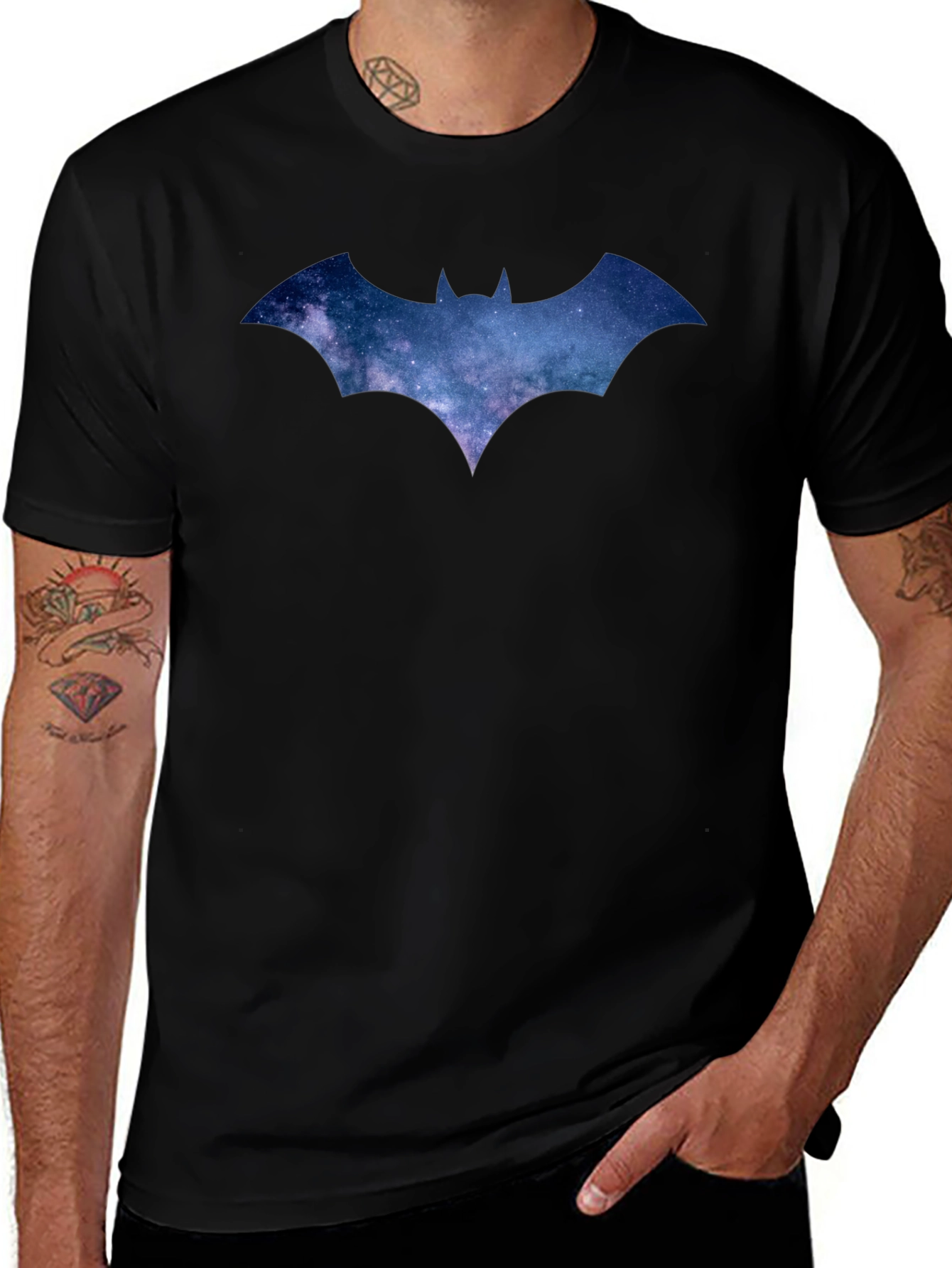 Galaxy Batman Logo Black T-Shirt