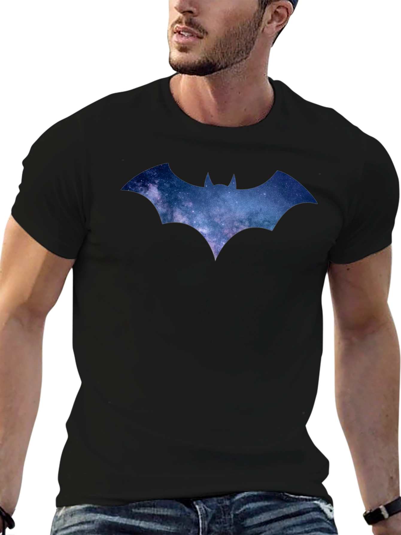 Galaxy Batman Logo Black T-Shirt