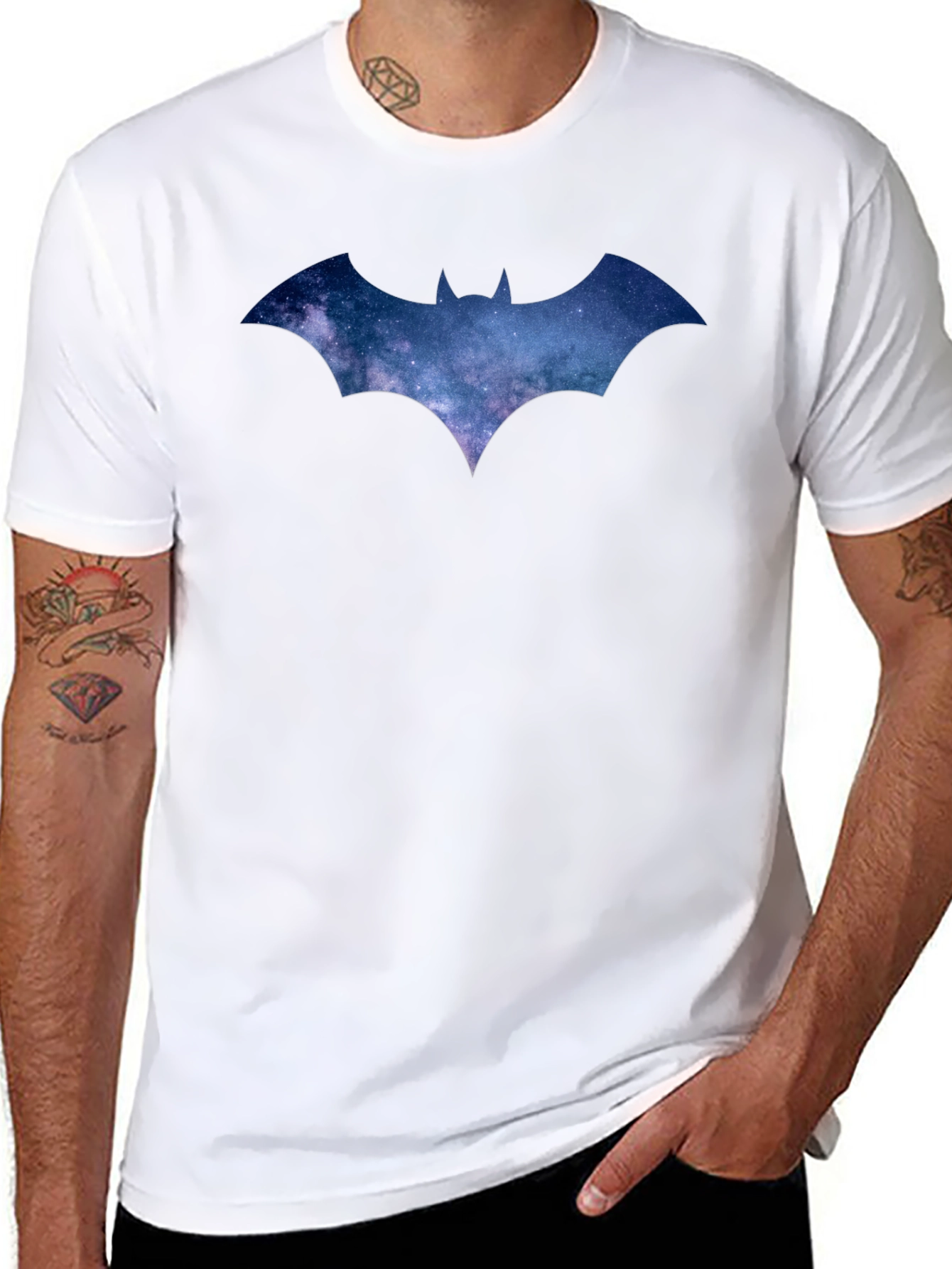 Galaxy Batman Logo Black T-Shirt