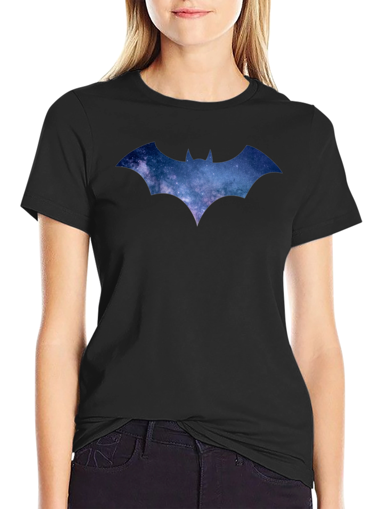 Galaxy Batman Logo Black T-Shirt