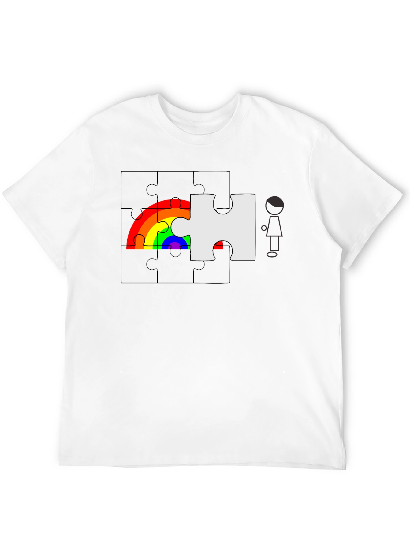 Rainbow Puzzle Piece Graphic Tee - Autism Awareness