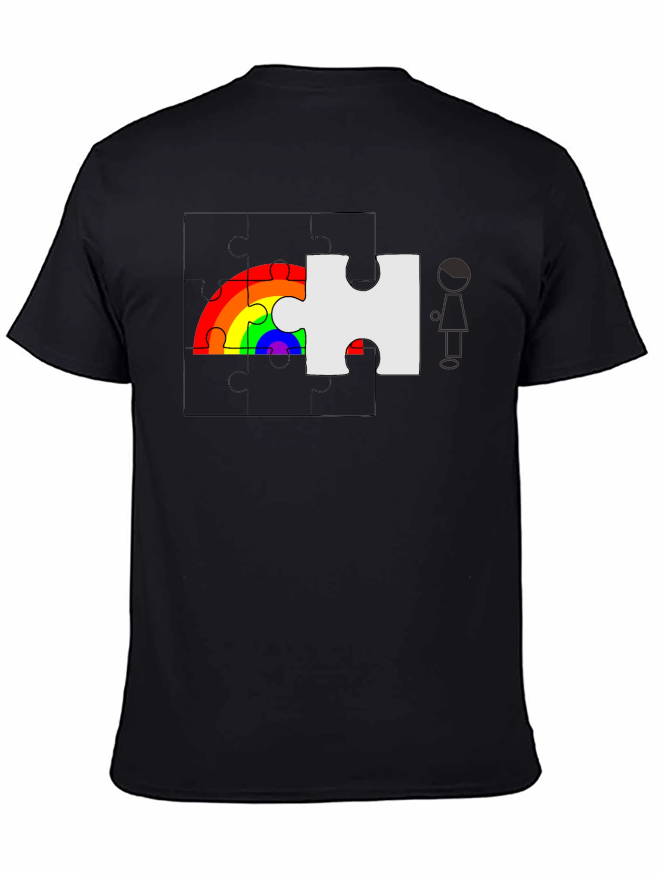 Rainbow Puzzle Piece Graphic Tee - Autism Awareness