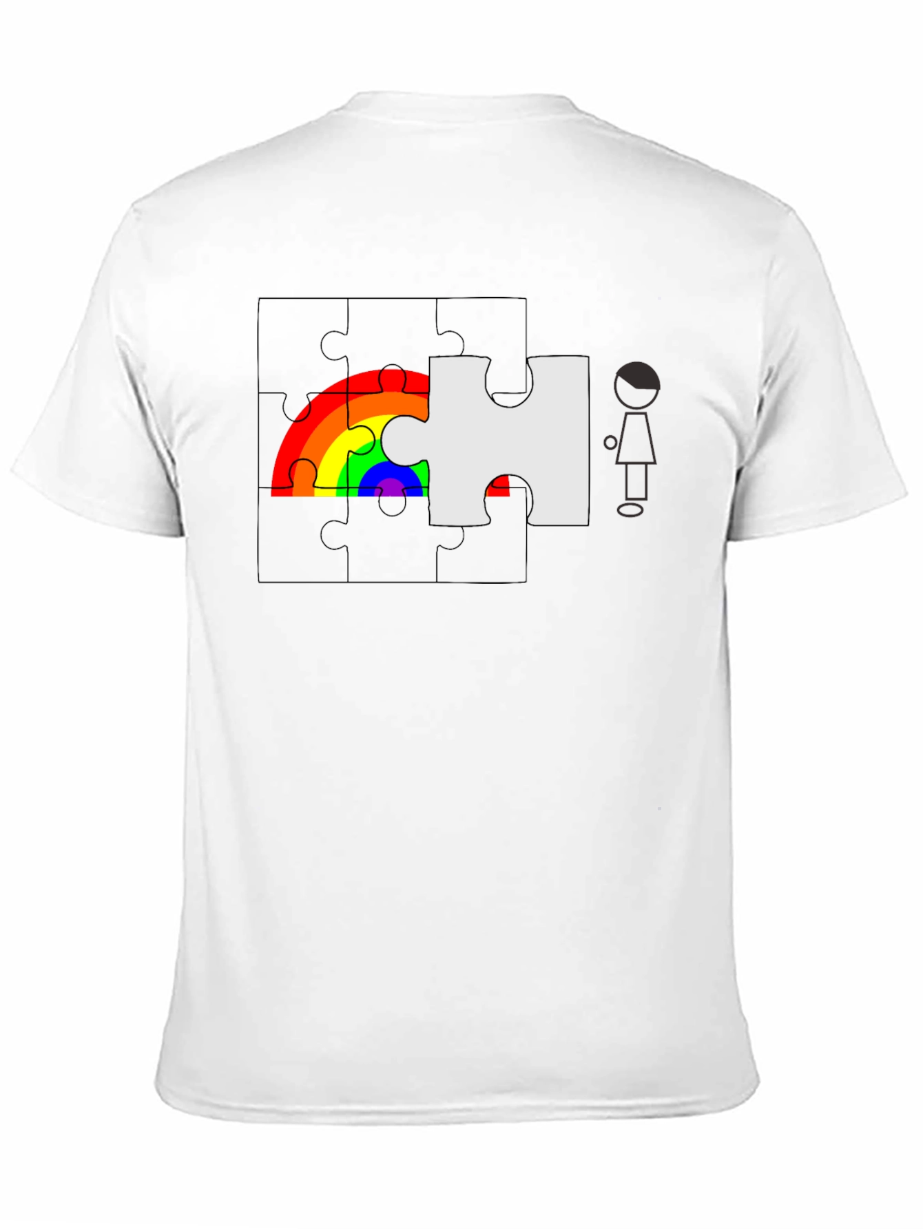 Rainbow Puzzle Piece Graphic Tee - Autism Awareness