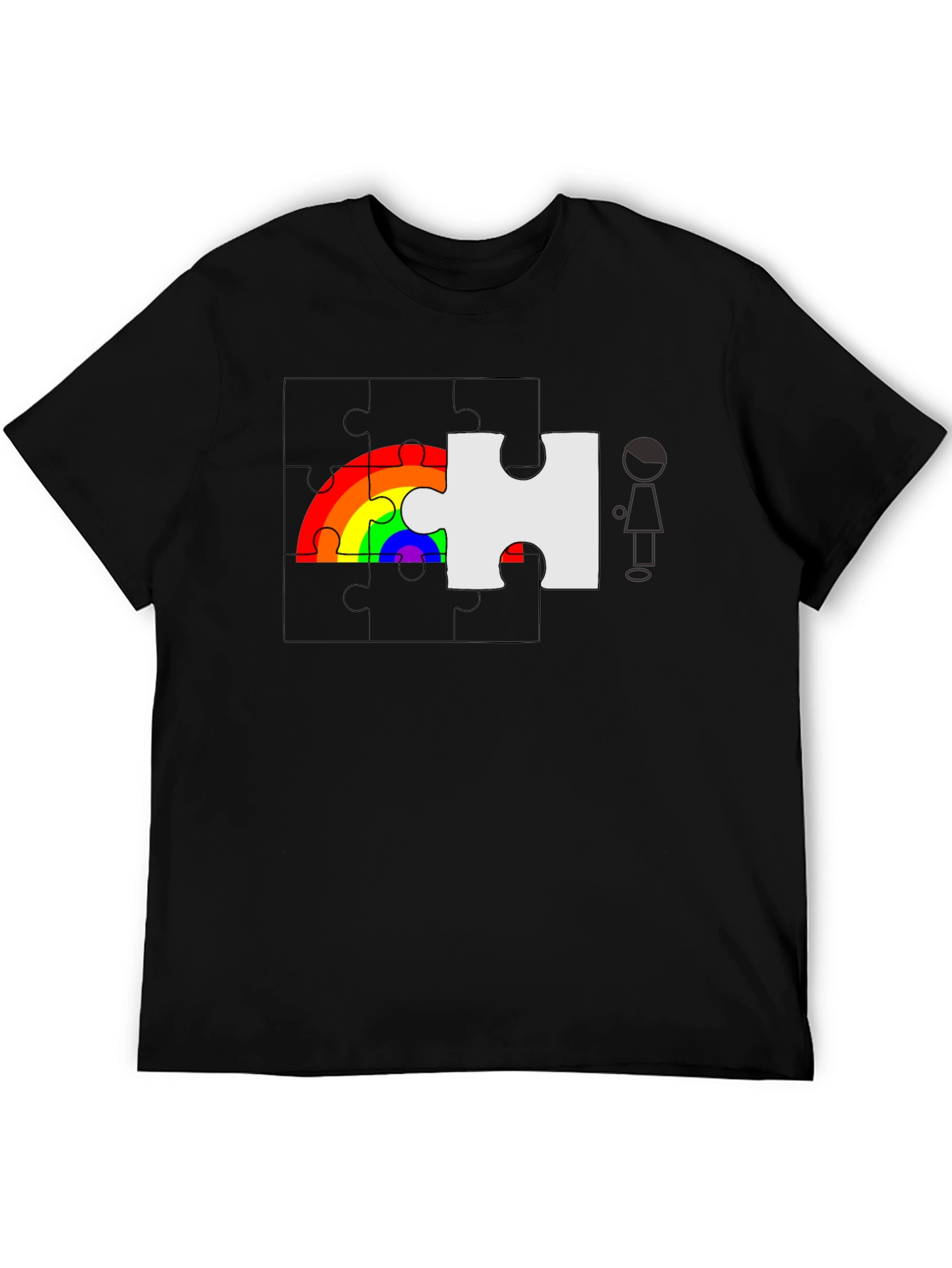 Rainbow Puzzle Piece Graphic Tee - Autism Awareness