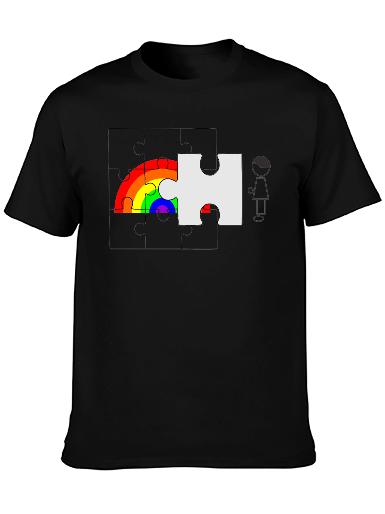 Rainbow Puzzle Piece Graphic Tee - Autism Awareness