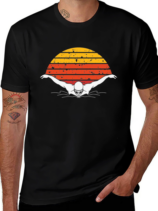 Retro Swimmer T-Shirt - Vintage Sunset Style