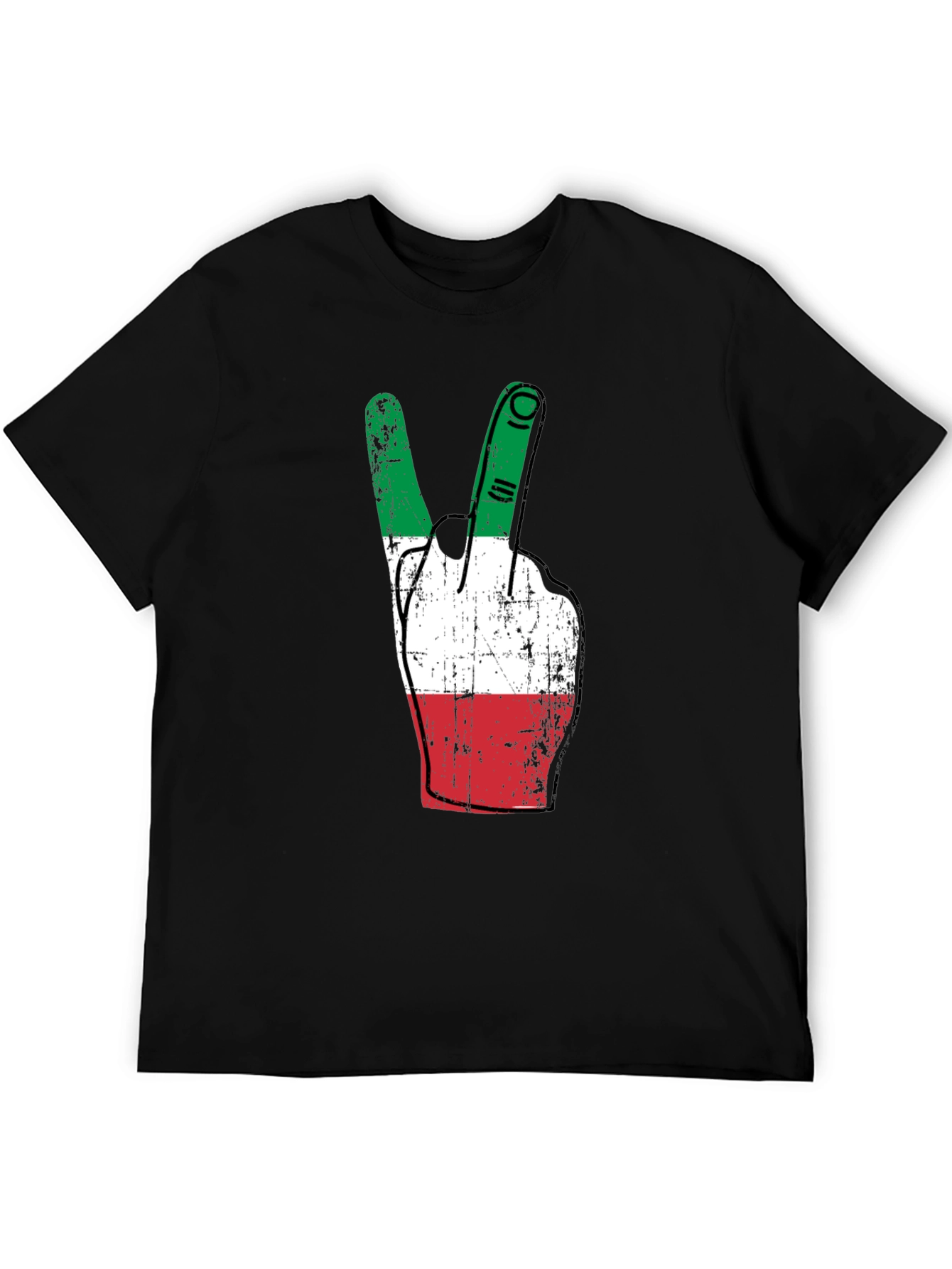Italian Flag Peace Sign Graphic Tee - Black