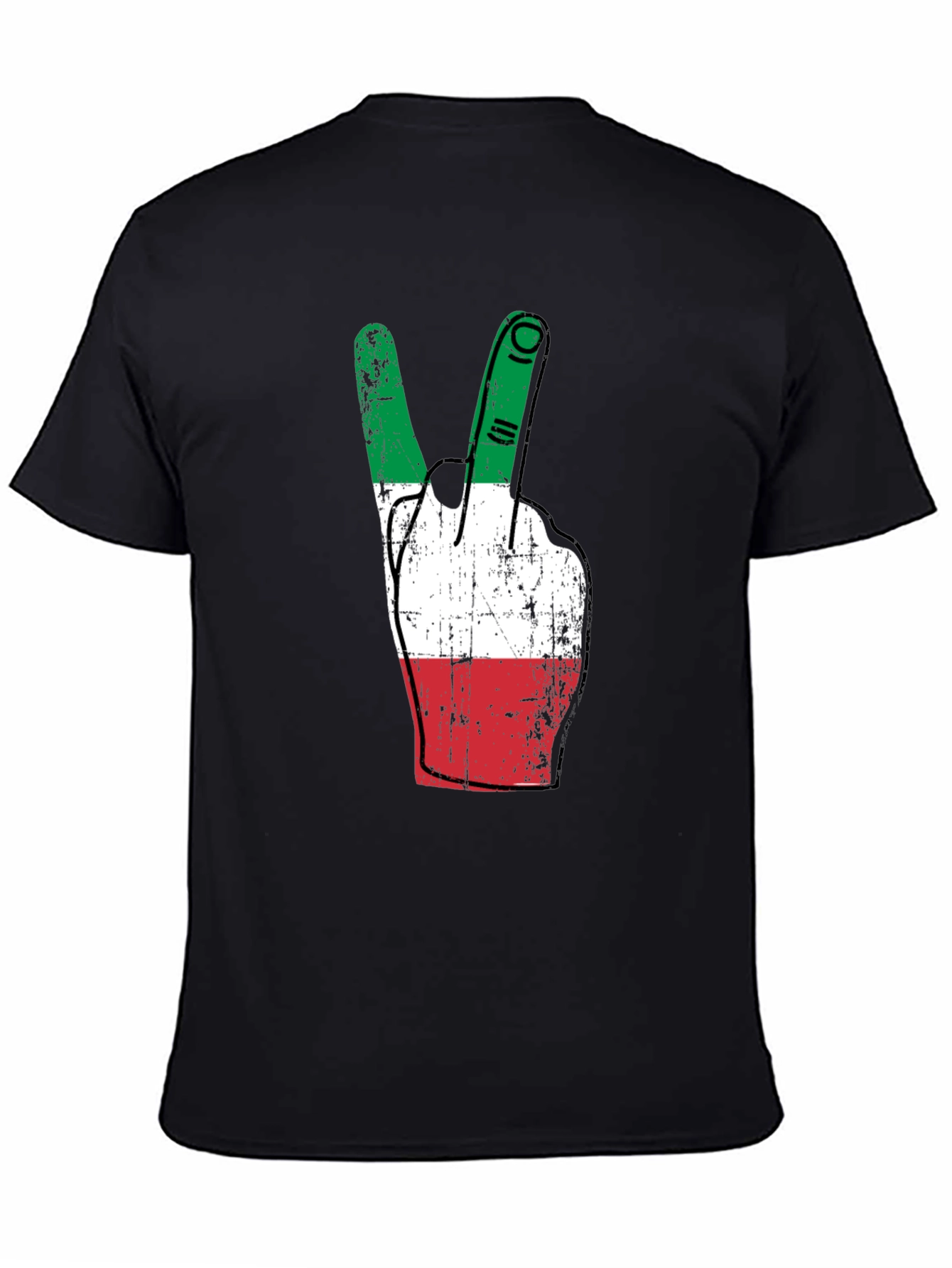 Italian Flag Peace Sign Graphic Tee - Black