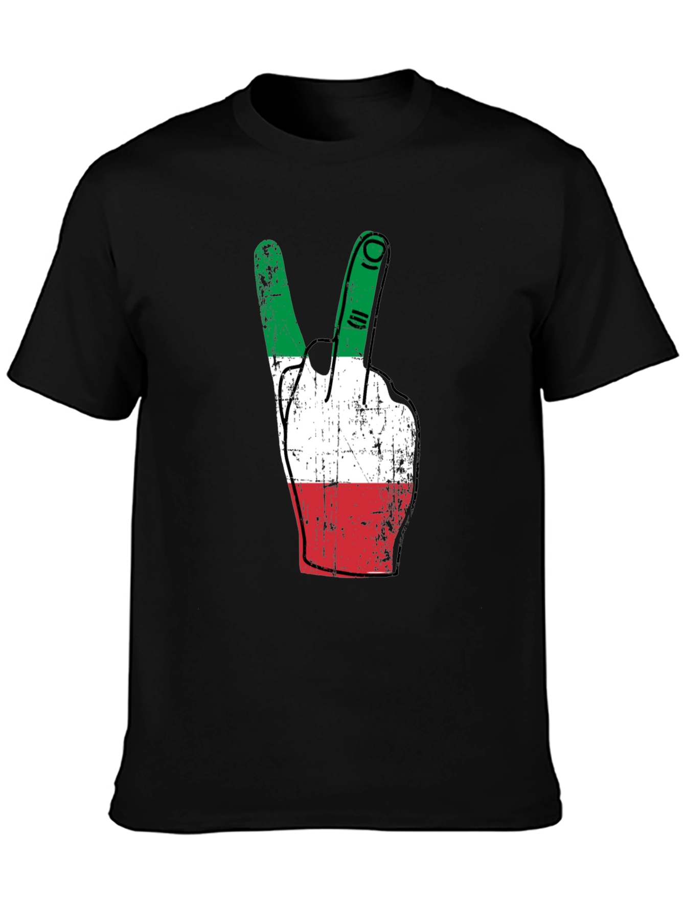 Italian Flag Peace Sign Graphic Tee - Black