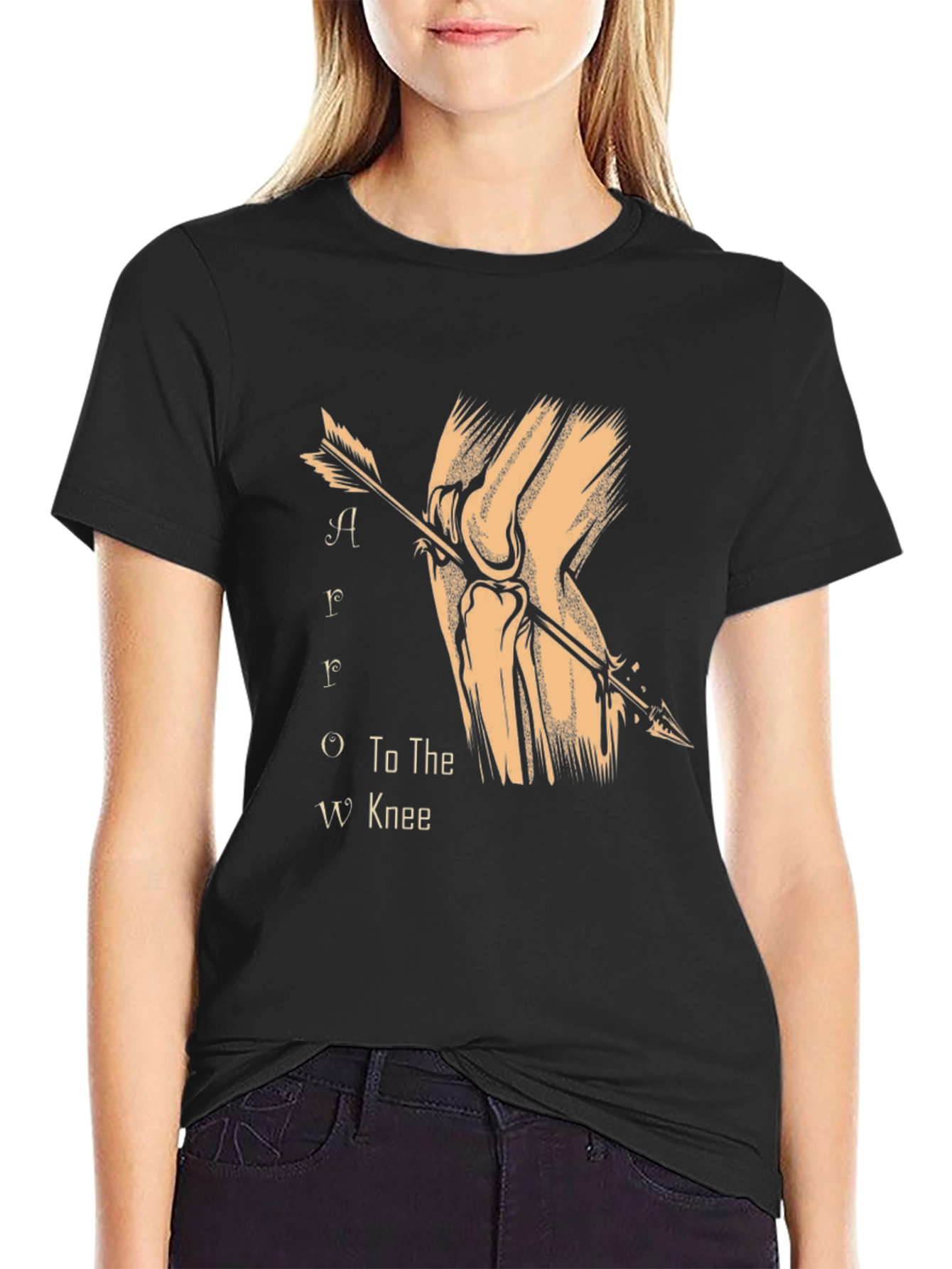 Arrow to the Knee T-Shirt - Black Cotton Blend