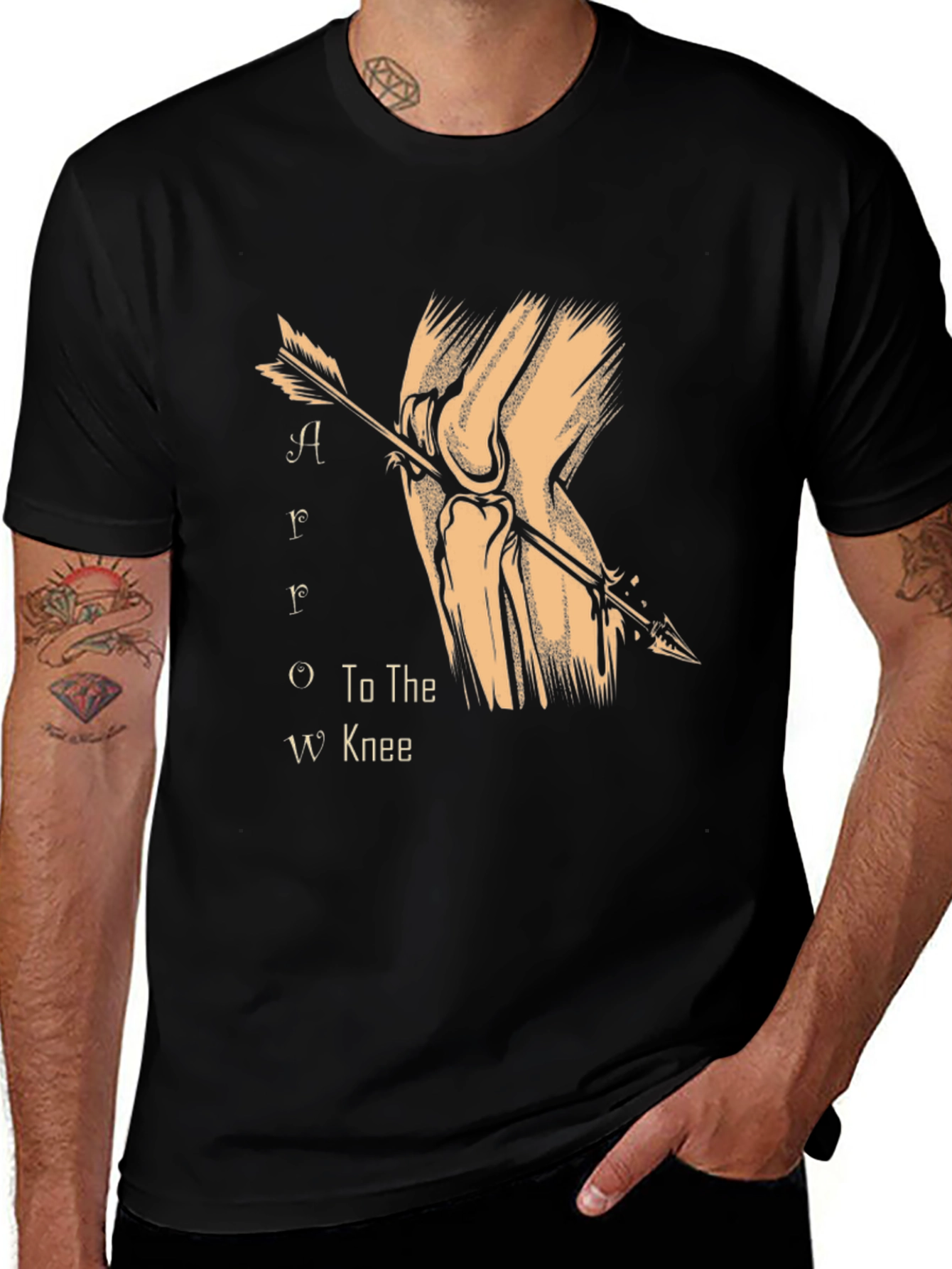 Arrow to the Knee T-Shirt - Black Cotton Blend