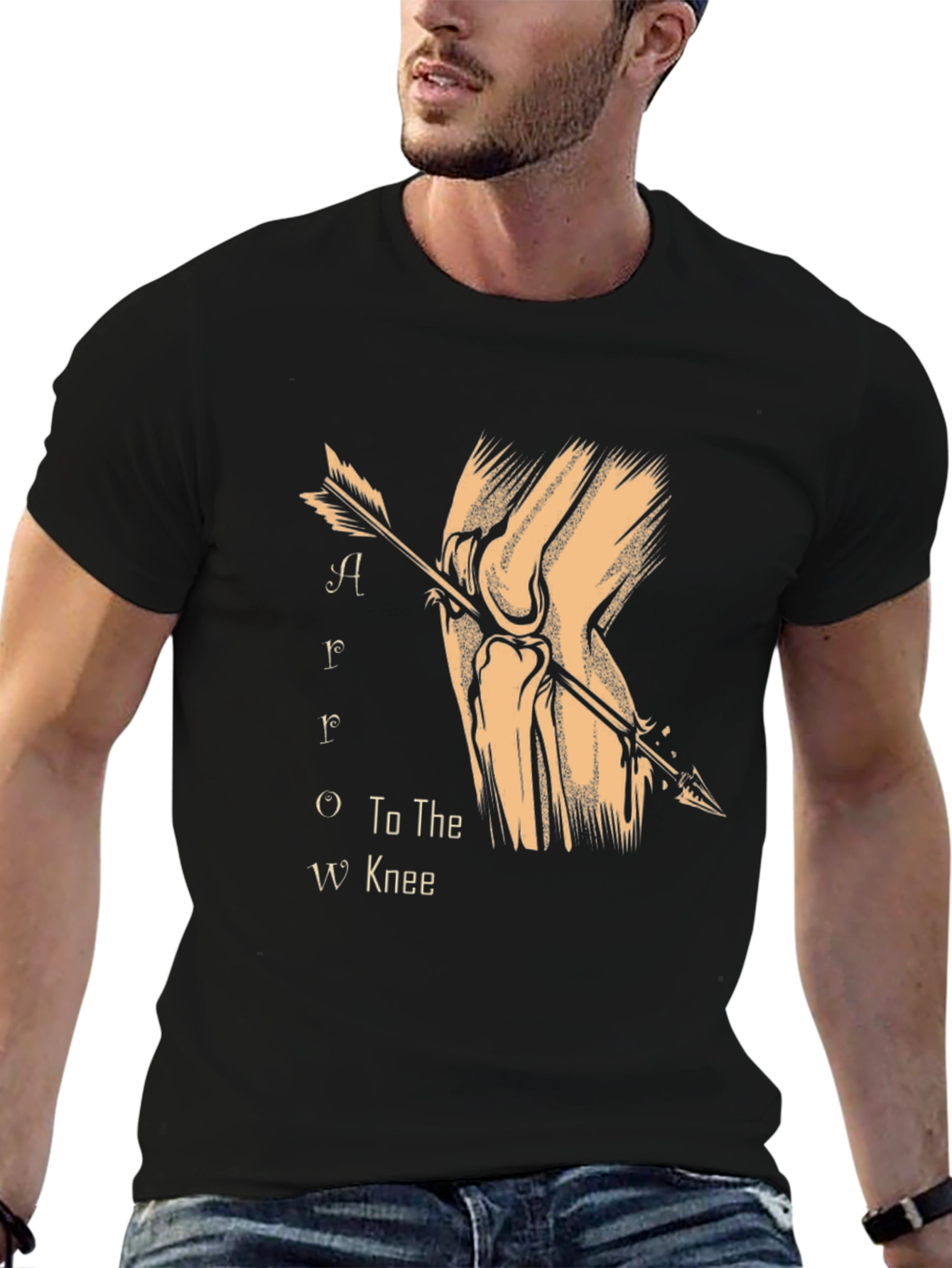 Arrow to the Knee T-Shirt - Black Cotton Blend