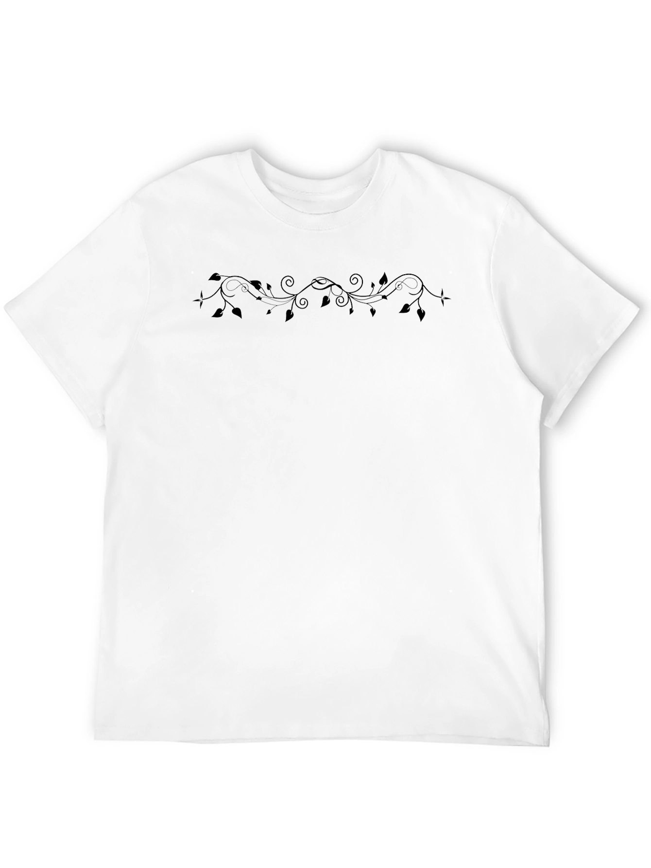 Mens Black T-Shirt with Vine Design