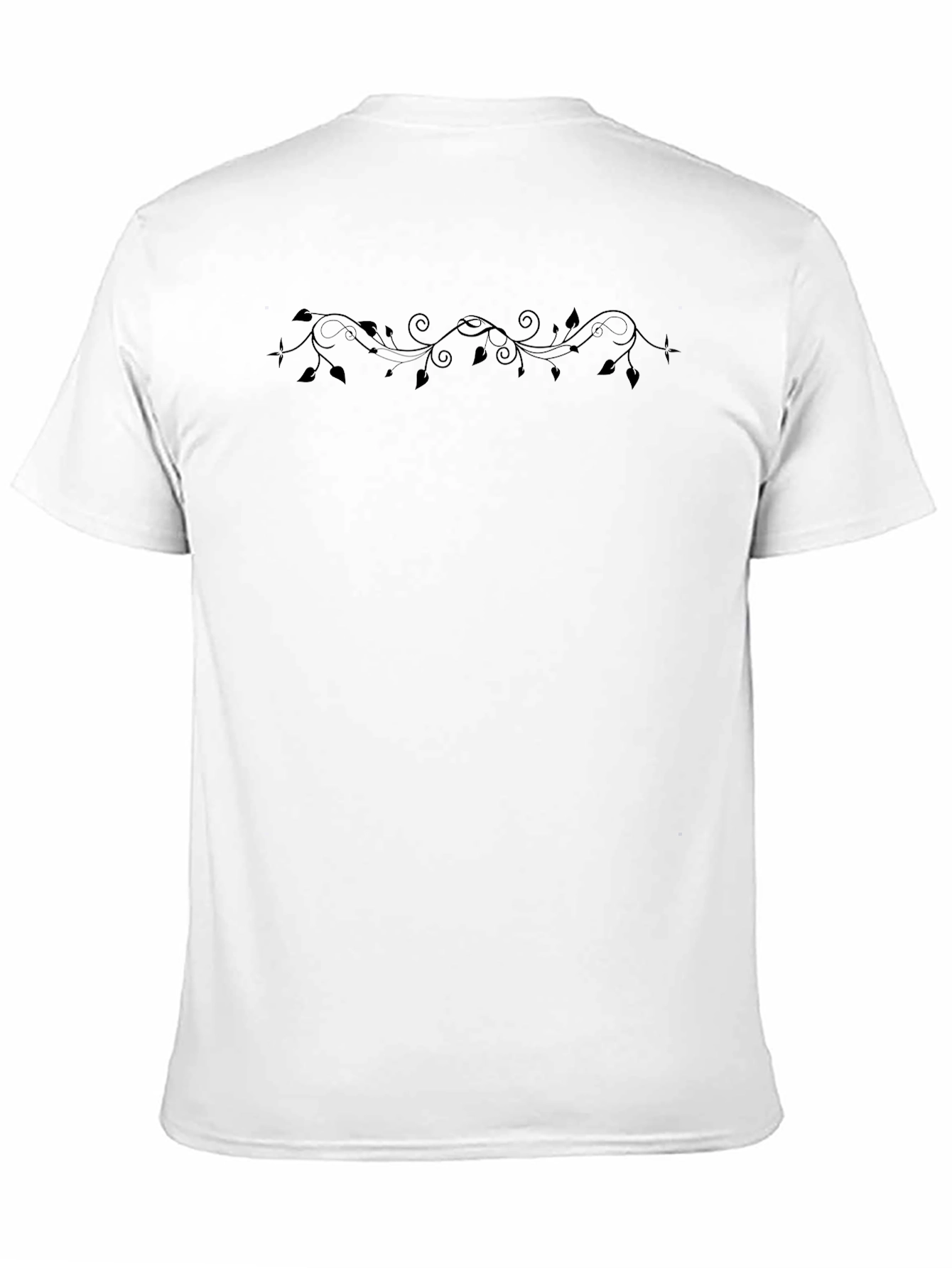 Mens Black T-Shirt with Vine Design
