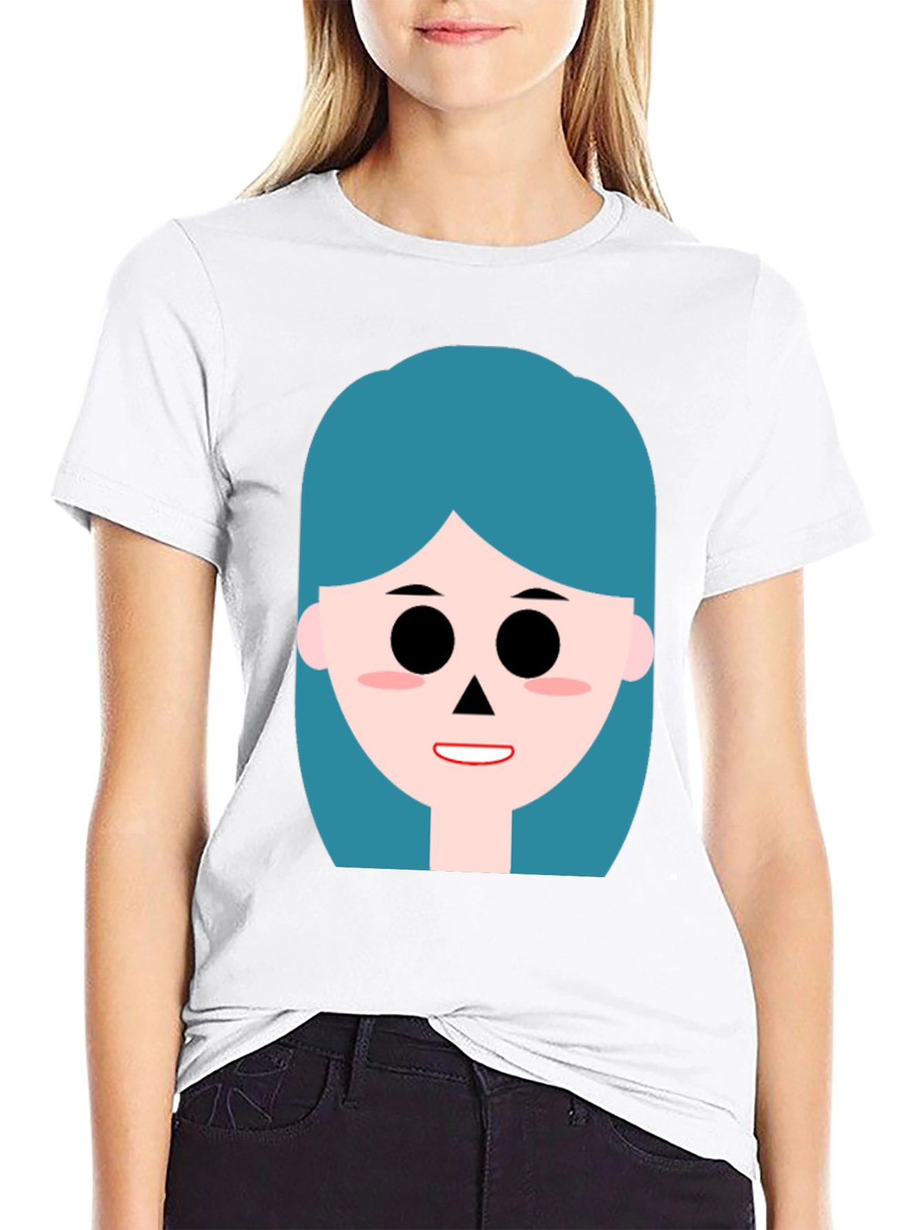 Cartoon Girl Graphic Black T-Shirt