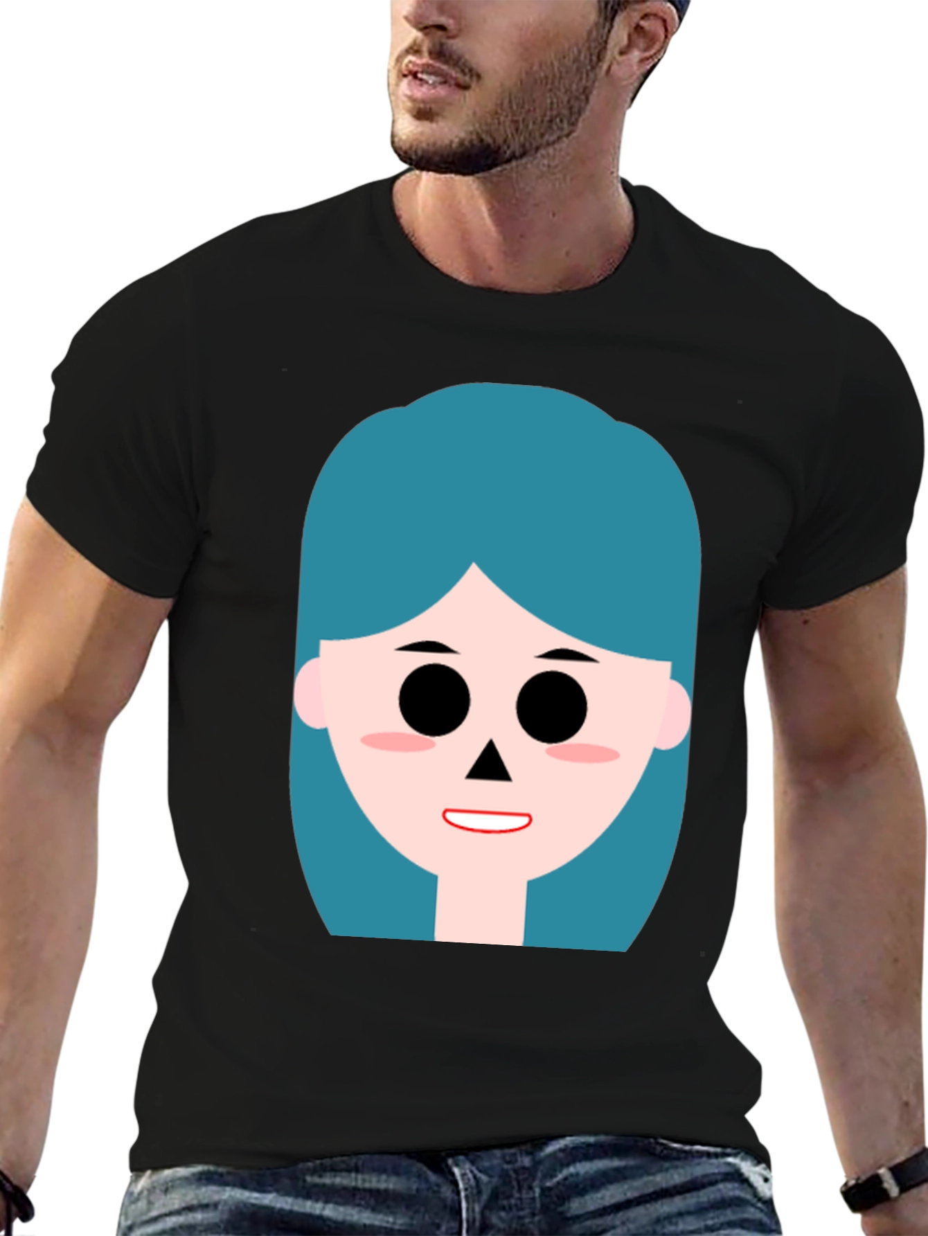 Cartoon Girl Graphic Black T-Shirt