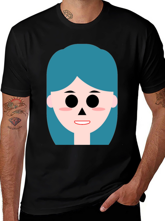 Cartoon Girl Graphic Black T-Shirt